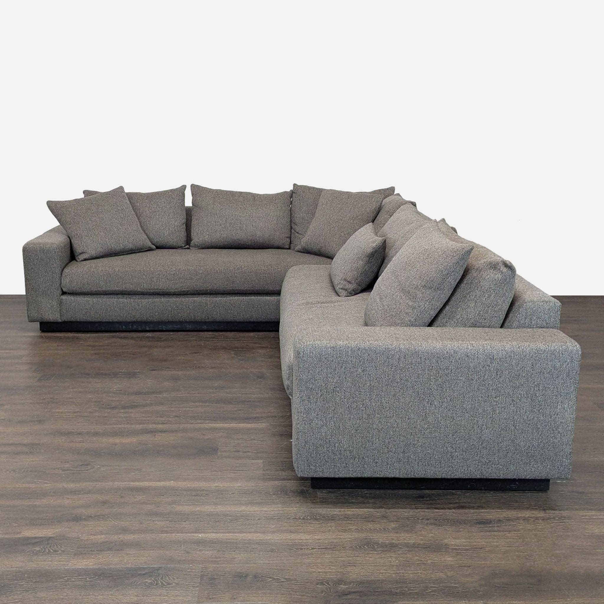 Rene Cazares Salvatore Modern Gray Fabric Sectional Sofa with Cushions - Thumbnail 3