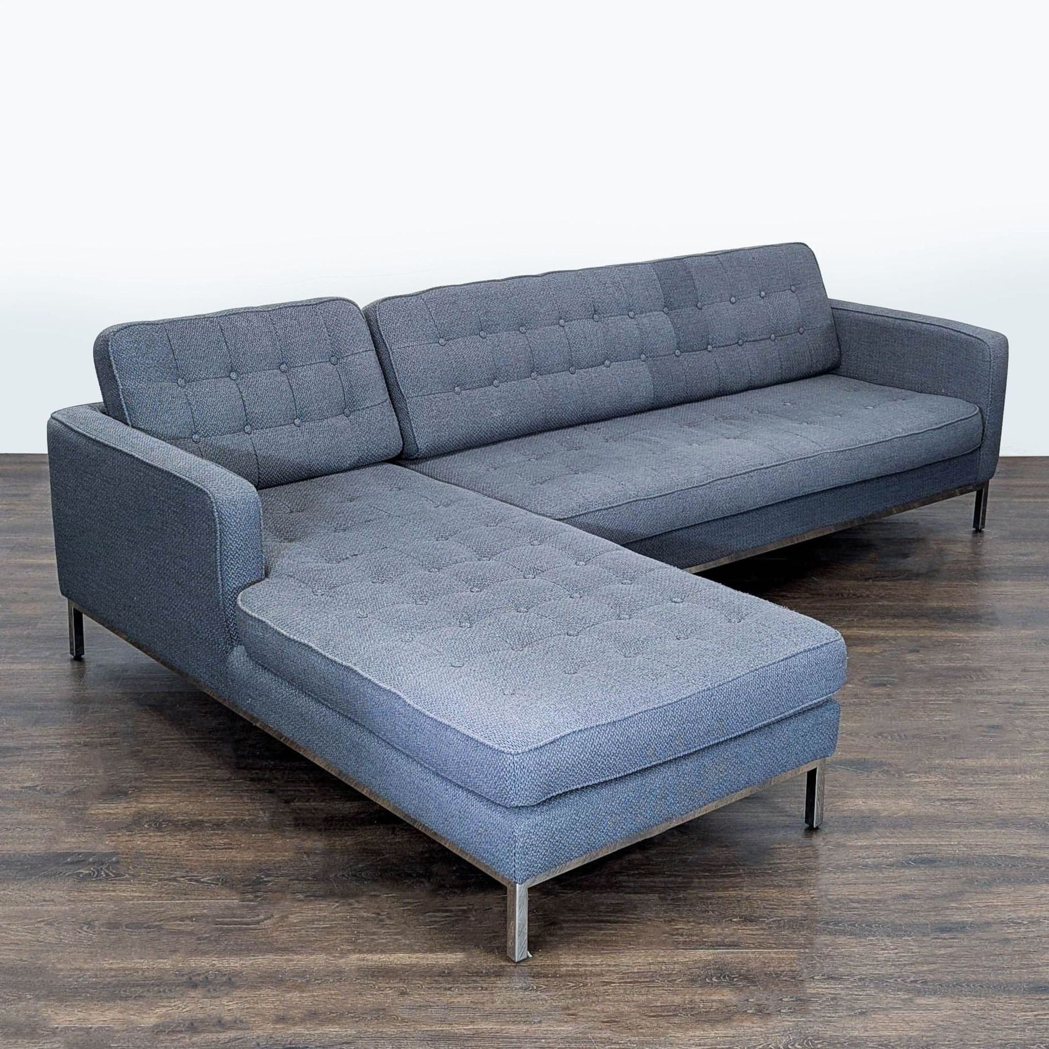 Kardiel Modern Gray Sectional Sofa with Left Chaise and Metal Legs - Thumbnail 2
