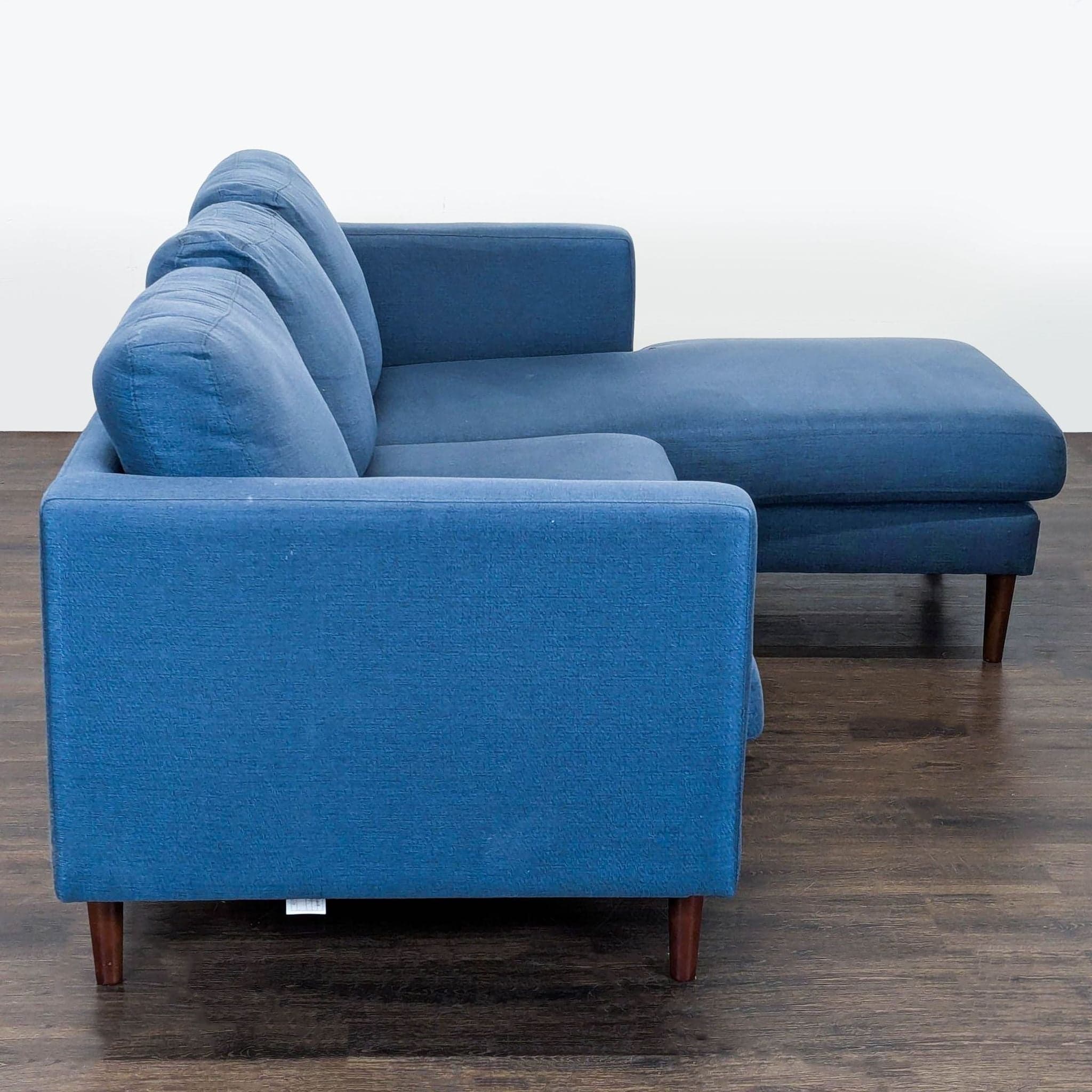 Rivet Revolve Blue Sectional Sofa with Right Chaise - Modern Design - Thumbnail 3