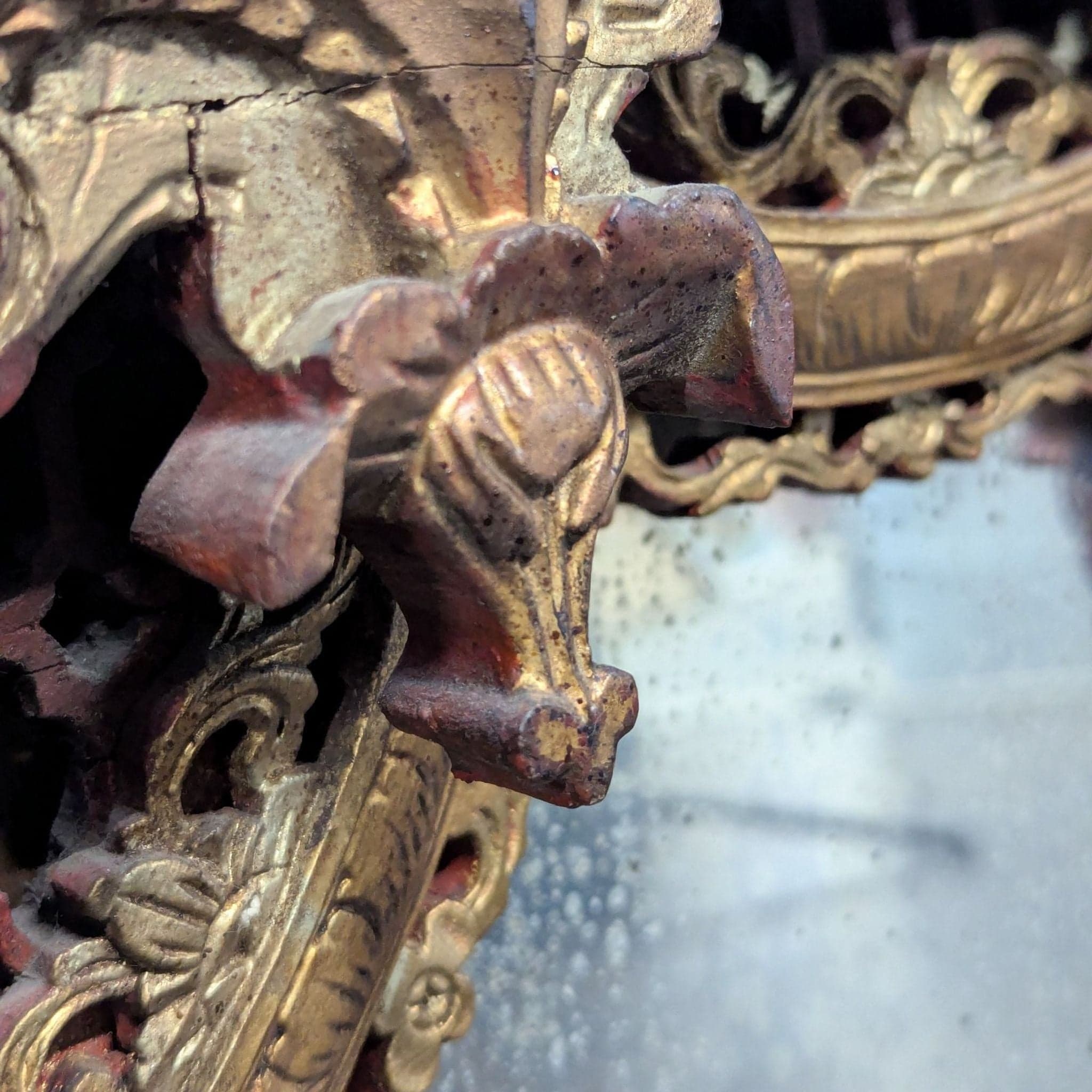 Antique Chinese Panel with Mirror - Thumbnail 5