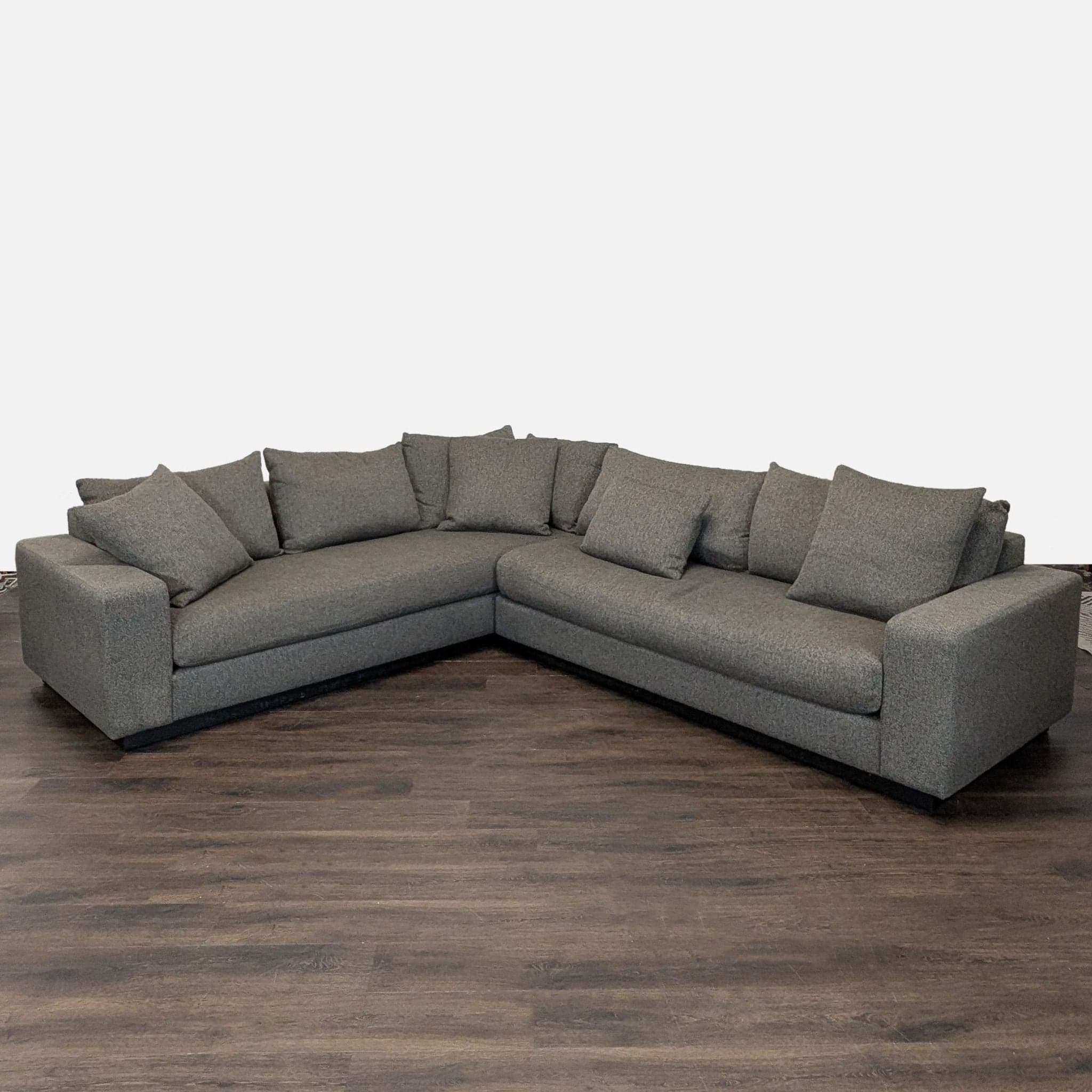 Rene Cazares Salvatore Modern Gray Fabric Sectional Sofa with Cushions - Thumbnail 2