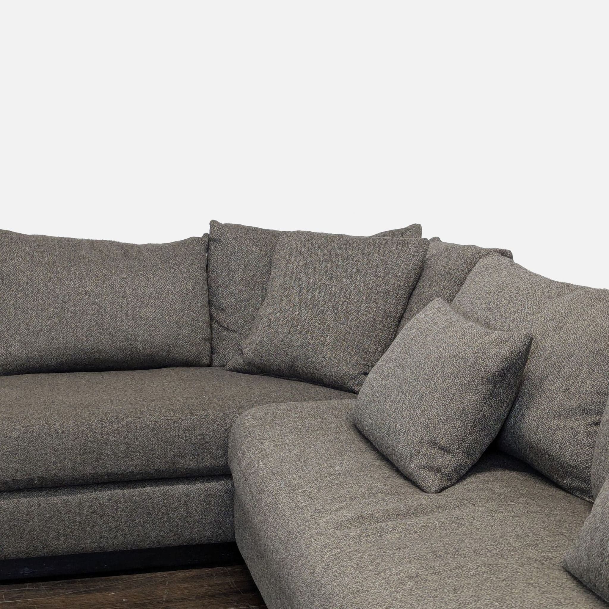 Rene Cazares Salvatore Modern Gray Fabric Sectional Sofa with Cushions - Thumbnail 6