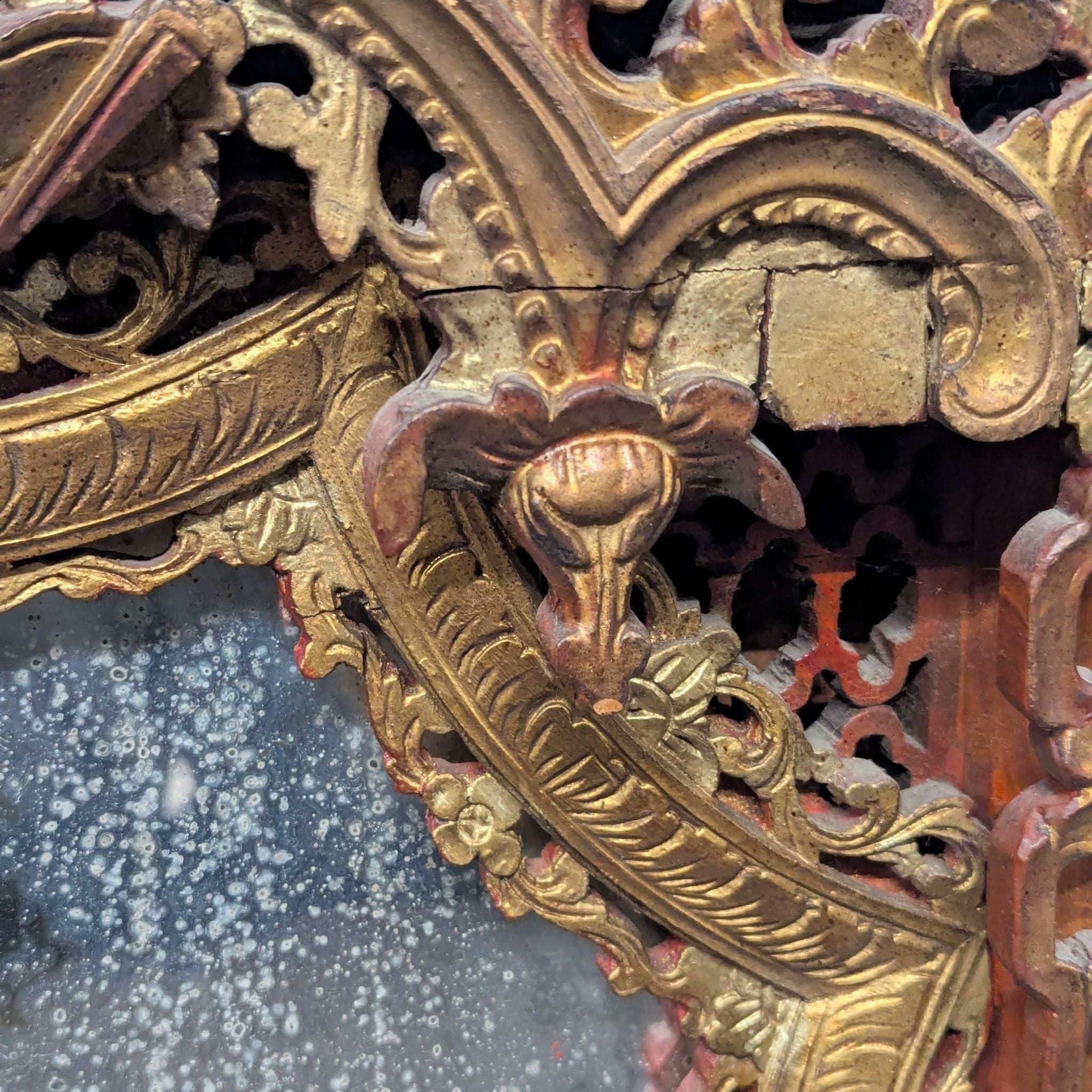 Antique Chinese Panel with Mirror - Thumbnail 6
