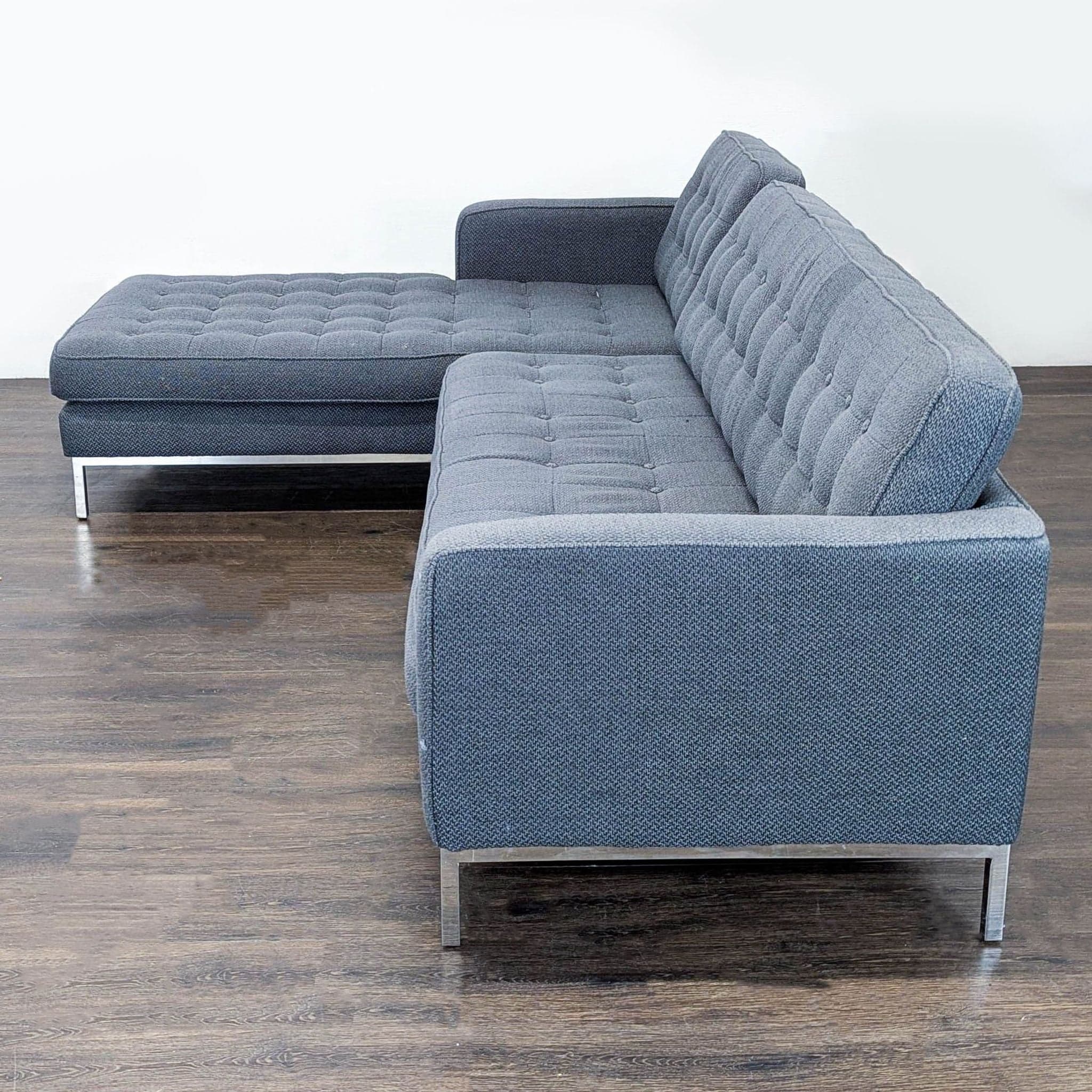 Kardiel Modern Gray Sectional Sofa with Left Chaise and Metal Legs - Thumbnail 5