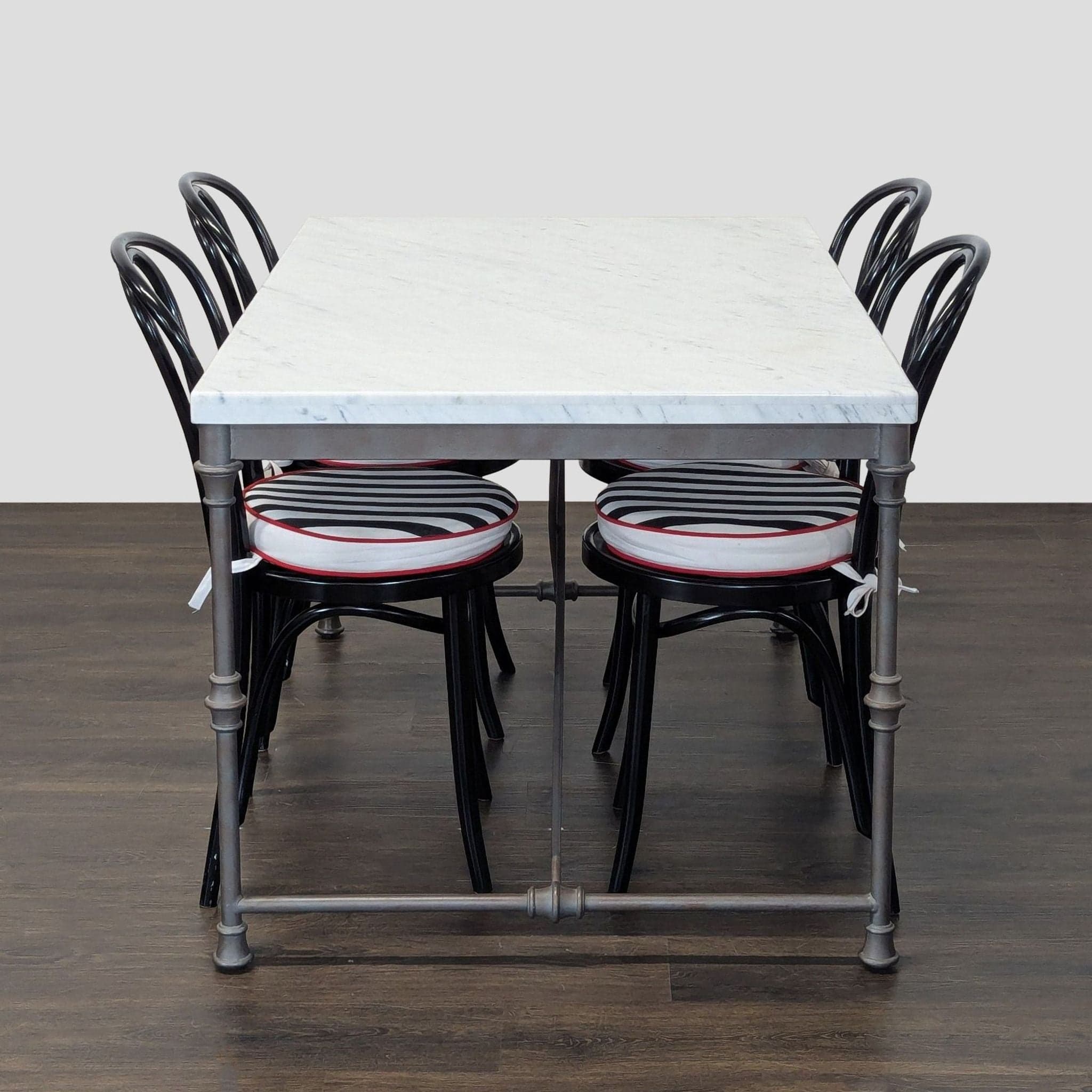 Crate and Barrel Marble Top Dining Set with 4 Chairs - Thumbnail 3