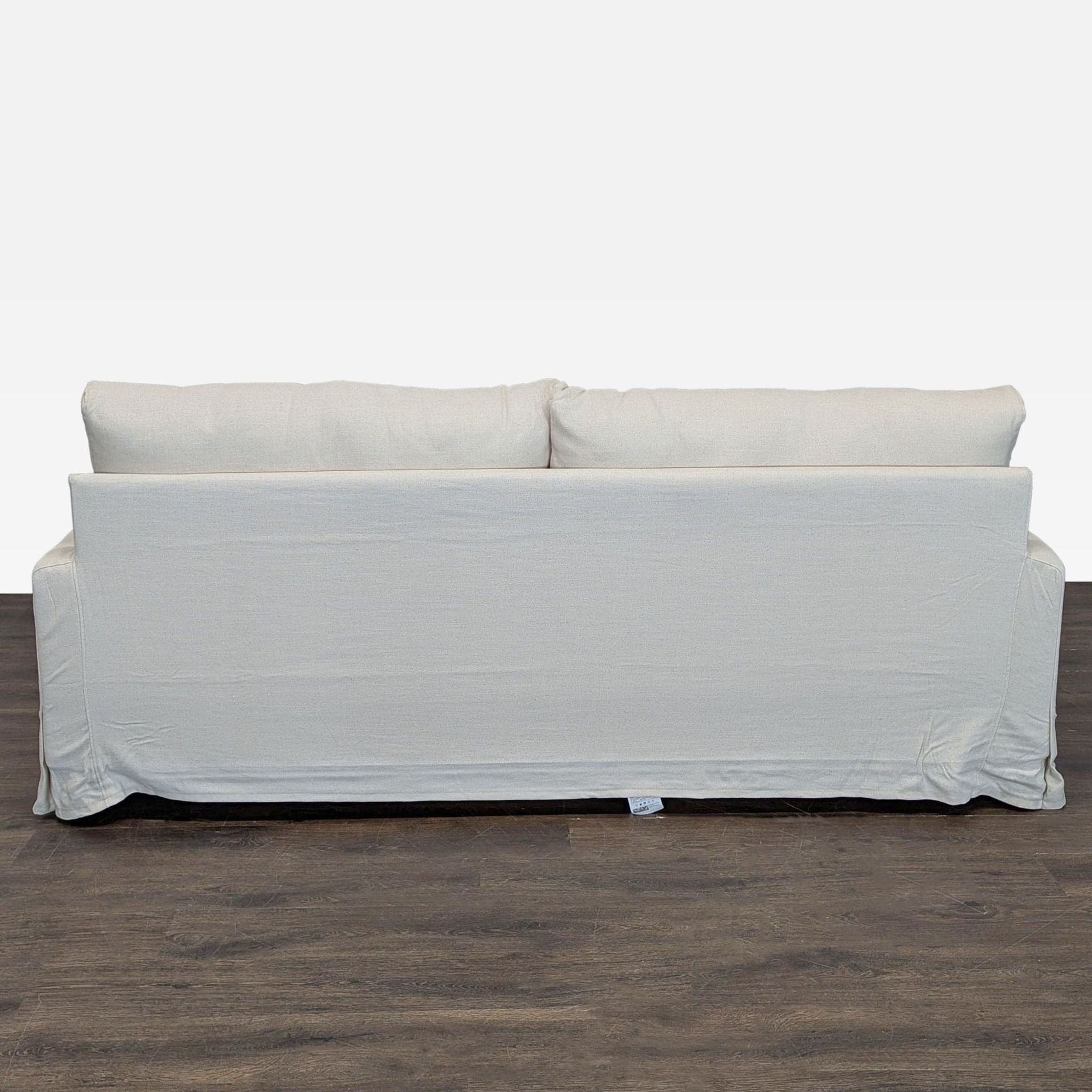 Ikea 3-Seat Sofa in Beige Fabric Slipcover - Thumbnail 8