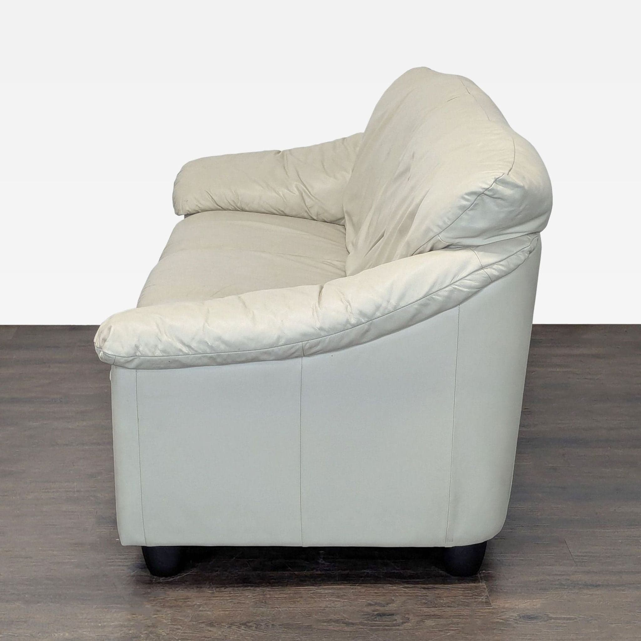 Italian Made 3-Seat Cream Leather Sofa - Thumbnail 3