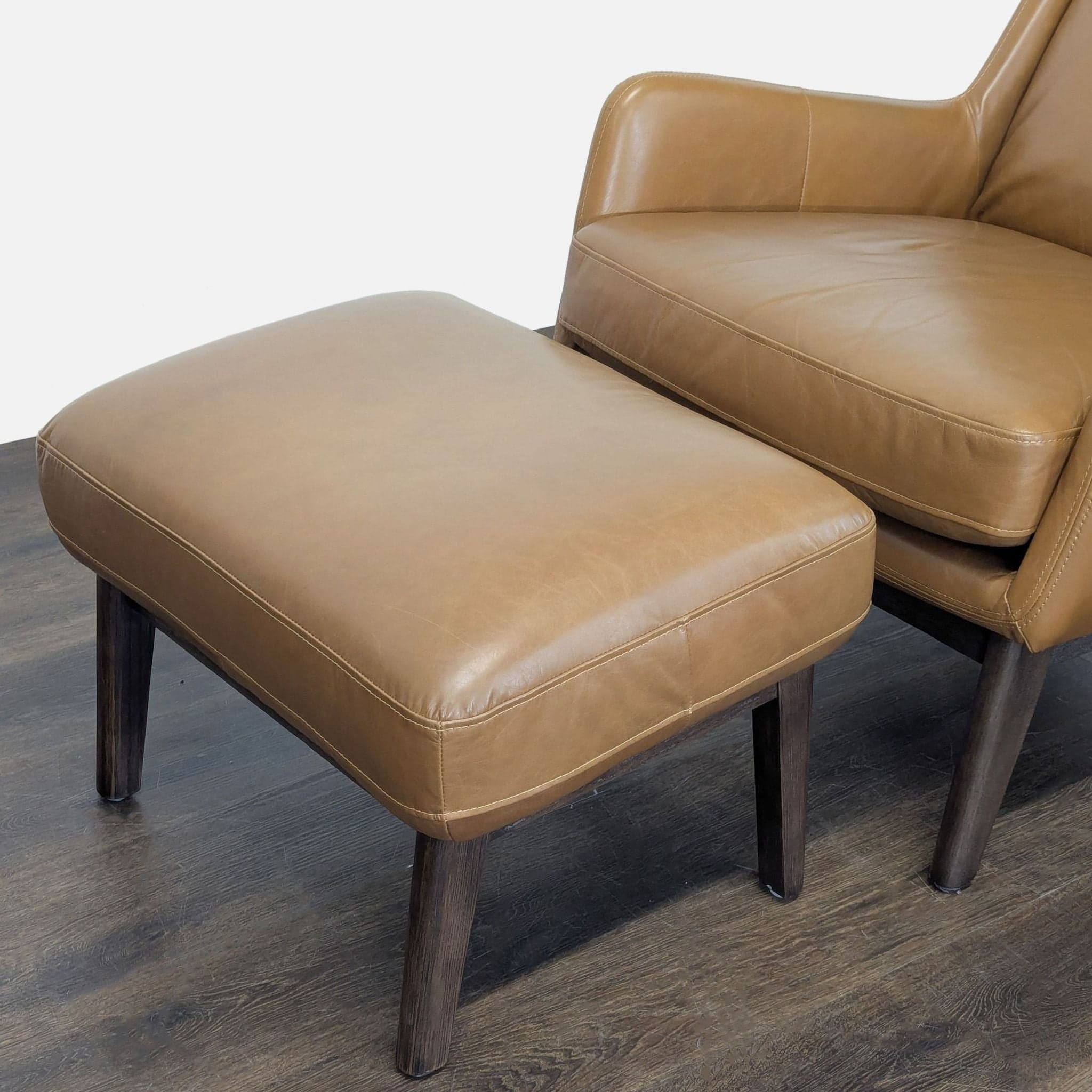 West Elm Ryder Leather Lounge Chair with Ottoman - Brown - Thumbnail 6