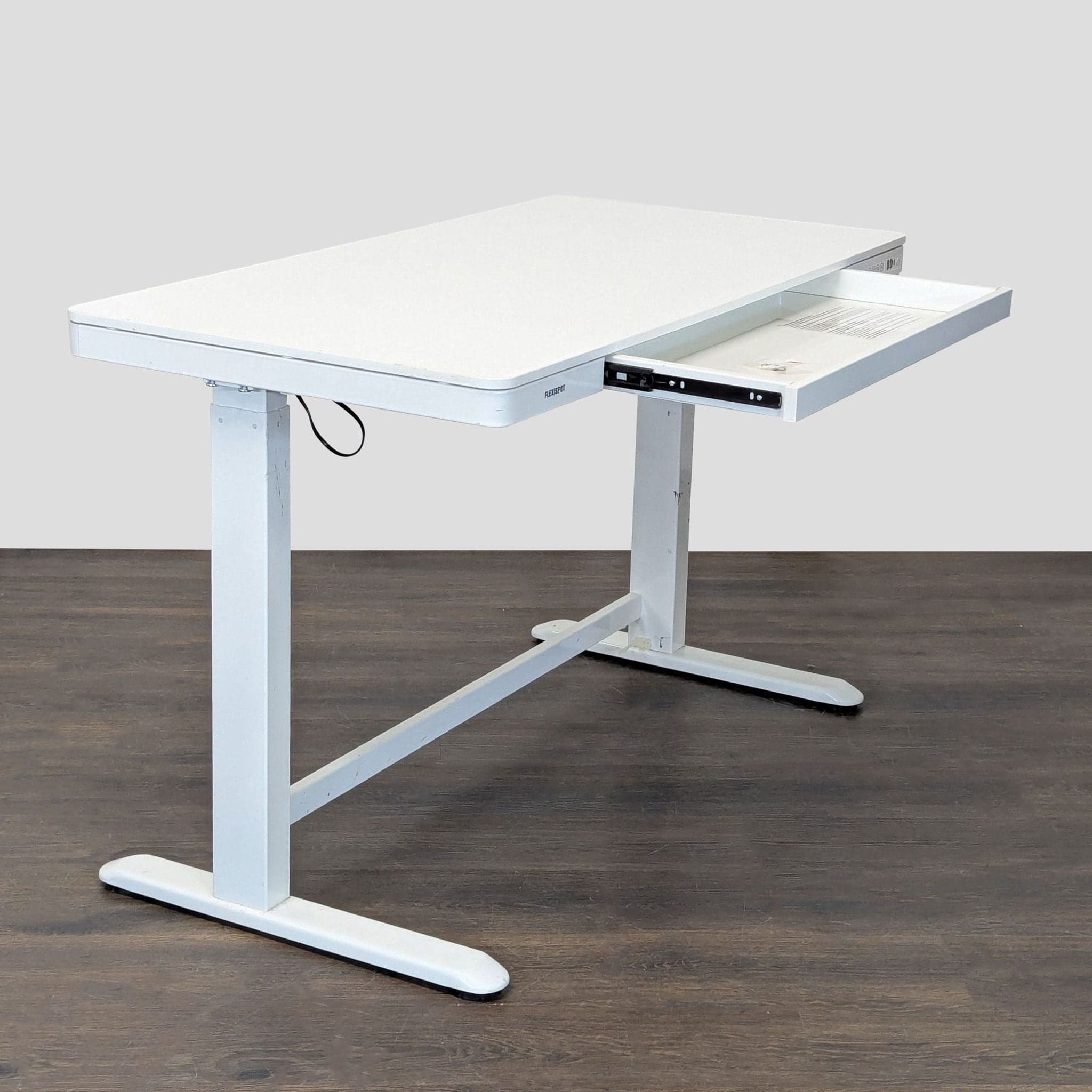 Flexispot Electric Standing Desk with Drawer – Adjustable Height, White - Thumbnail 2
