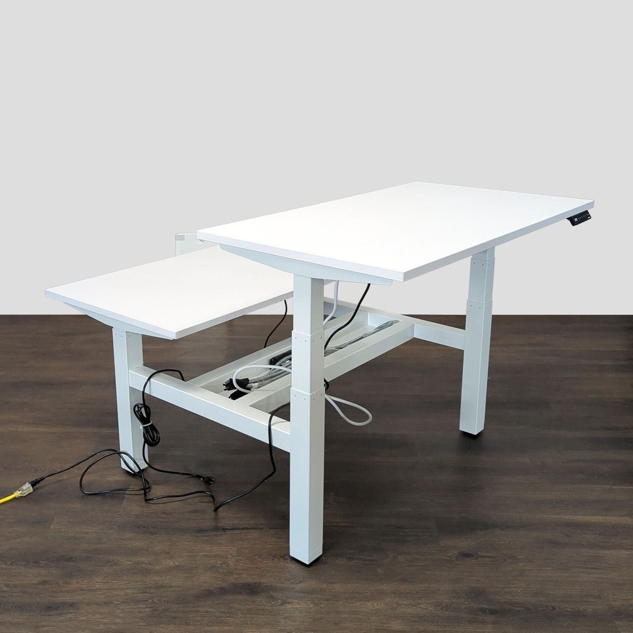 Poppin White Electric Adjustable Height Double Desk - Thumbnail 2