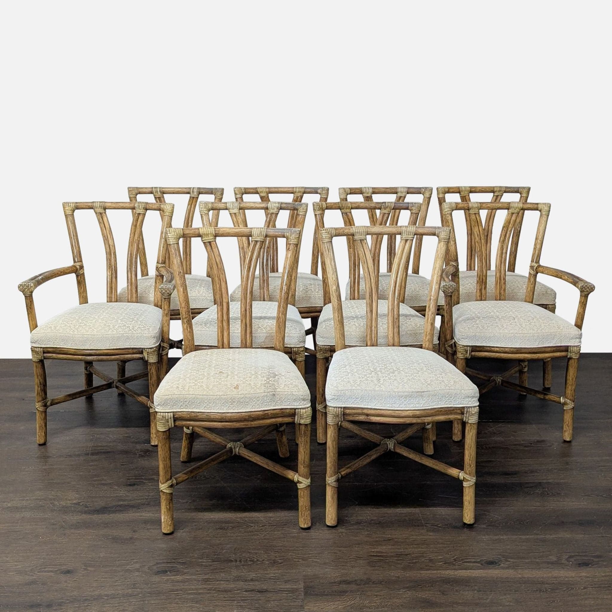 Set of Ten McGuire Bamboo Dining Chairs - Thumbnail 3