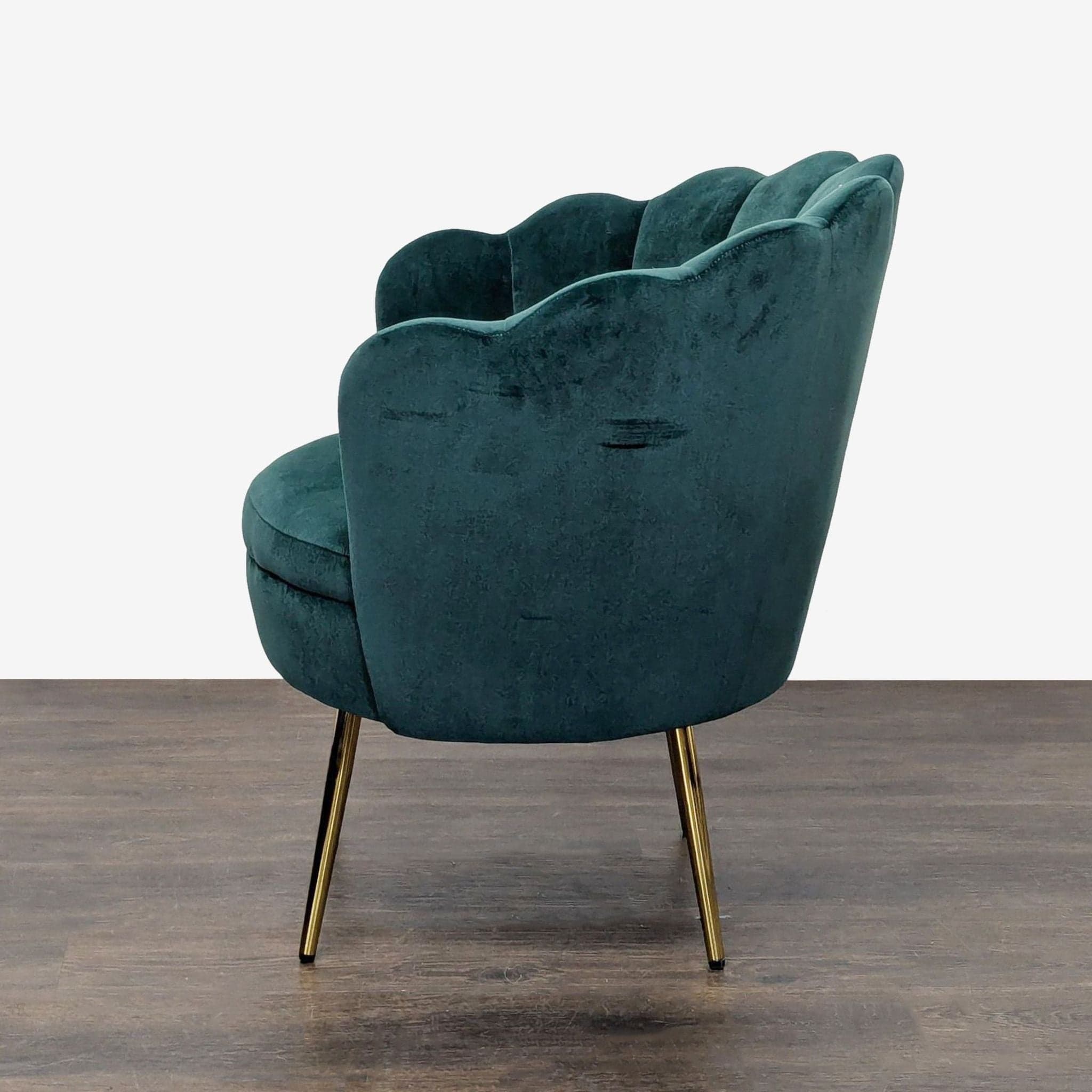 Hulala Home Green Velvet Shell Accent Lounge Chair with Gold Legs - Thumbnail 7