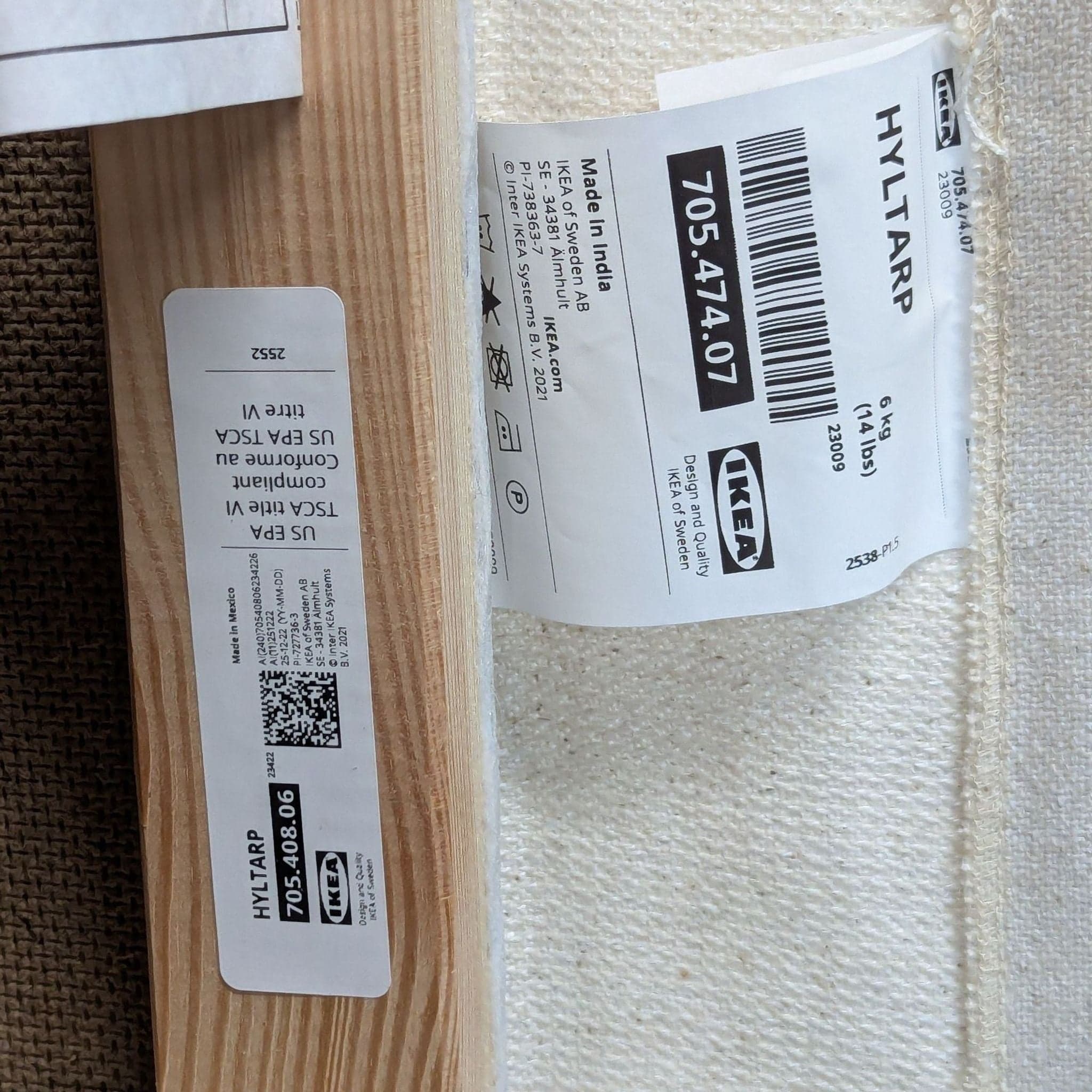 Ikea 3-Seat Sofa in Beige Fabric Slipcover - Thumbnail 6