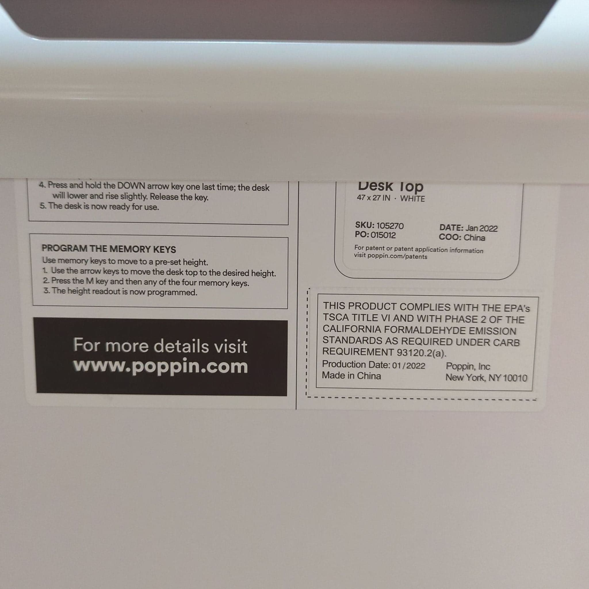 Poppin White Electric Adjustable Height Double Desk - Thumbnail 5