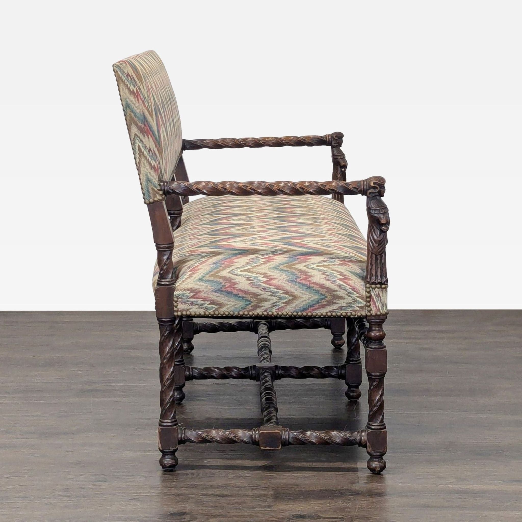 Antique Upholstered Bench - Thumbnail 7