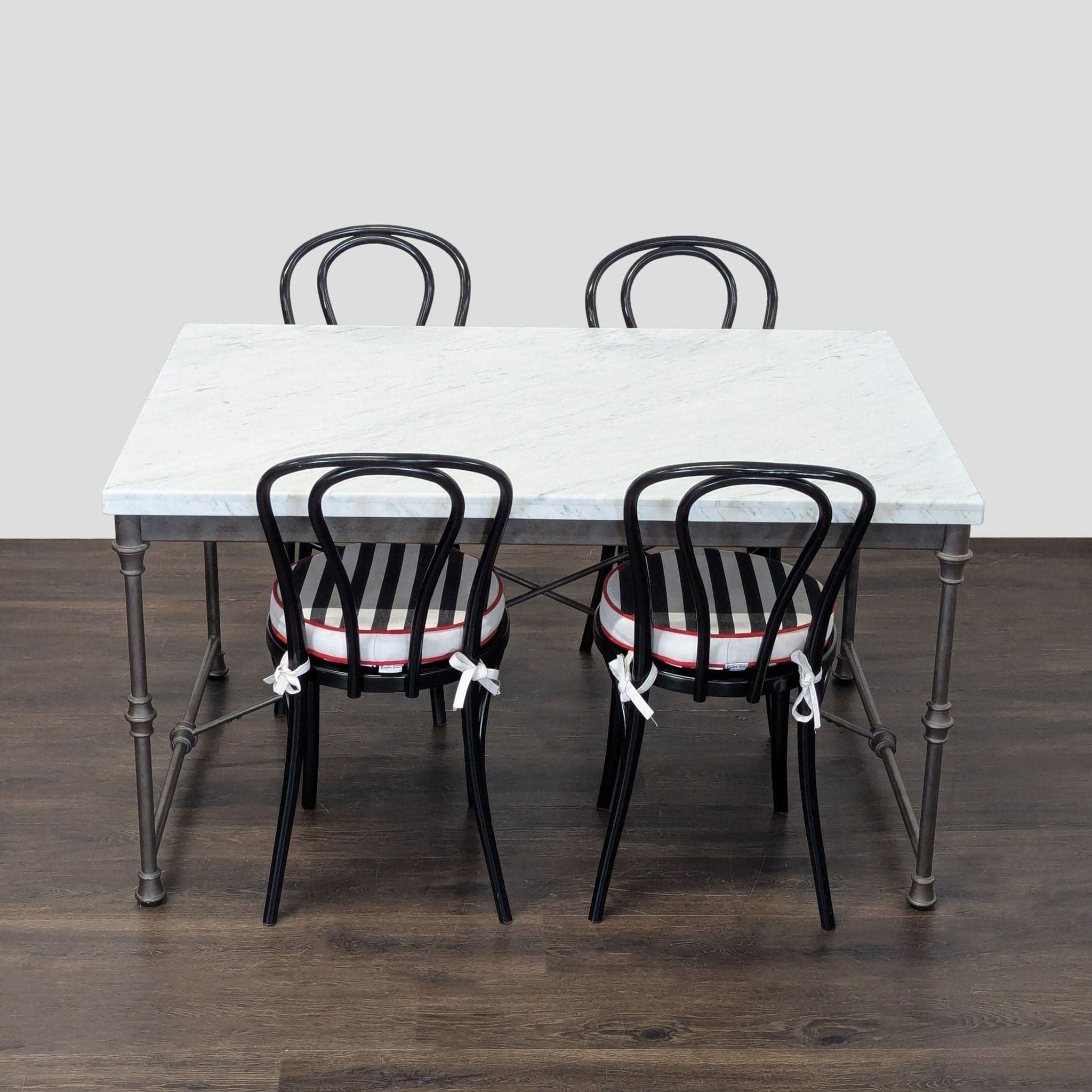 Crate and Barrel Marble Top Dining Set with 4 Chairs - Thumbnail 8