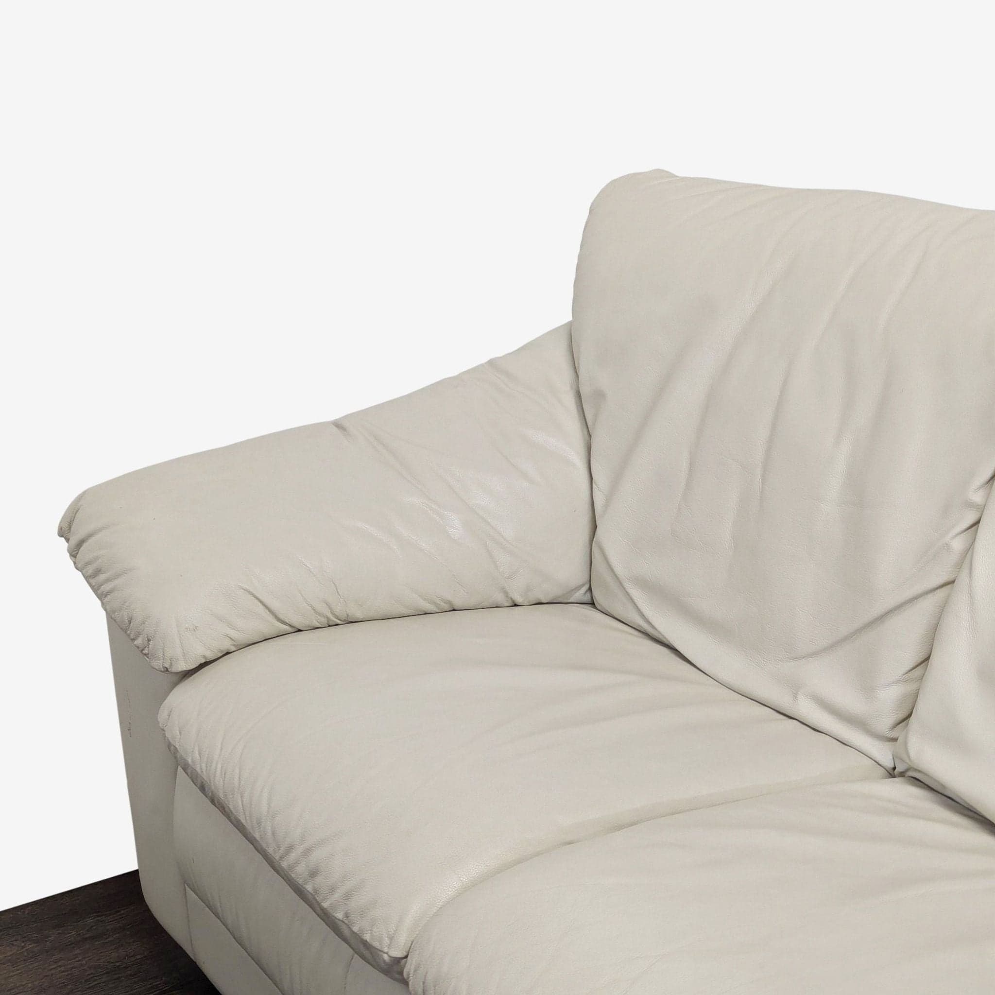 Italian Made 3-Seat Cream Leather Sofa - Thumbnail 5