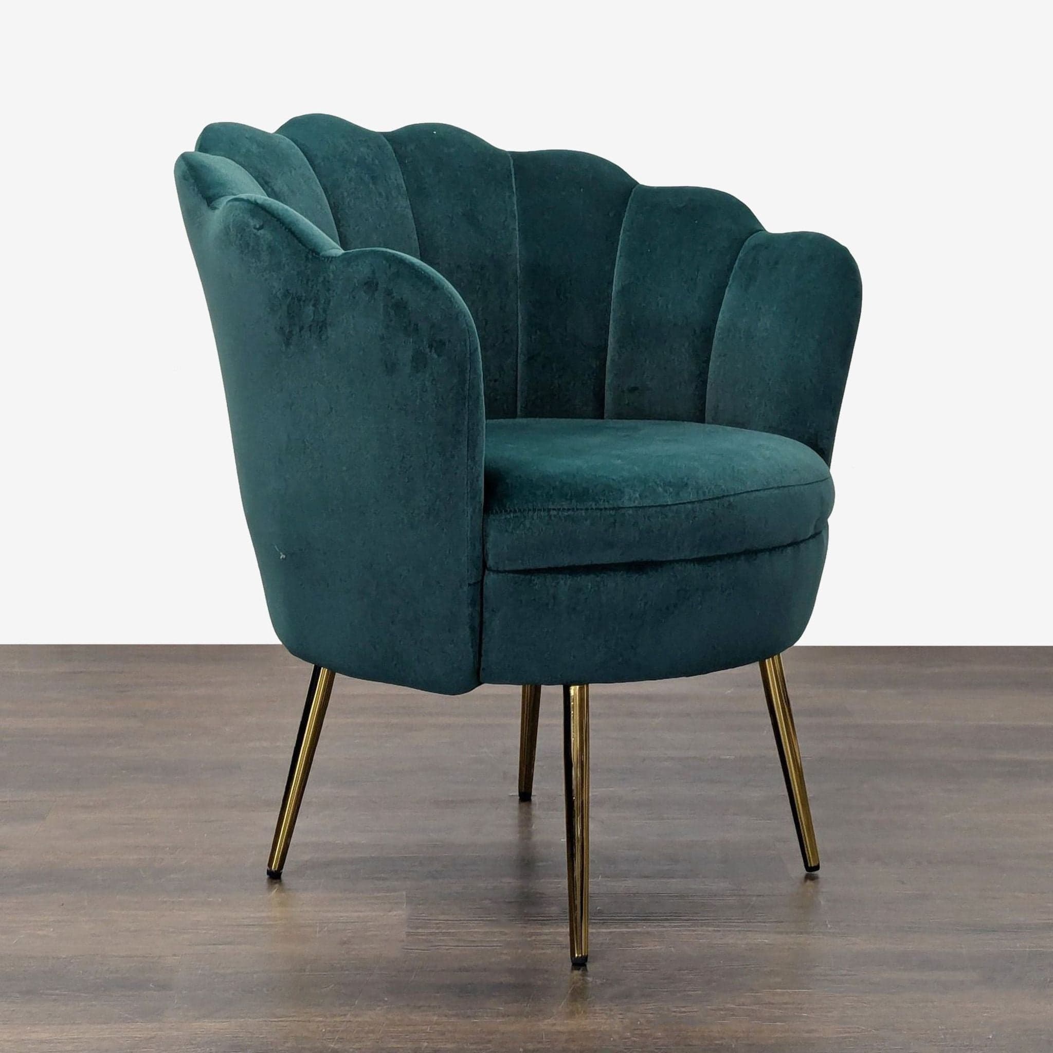 Hulala Home Green Velvet Shell Accent Lounge Chair with Gold Legs - Thumbnail 2