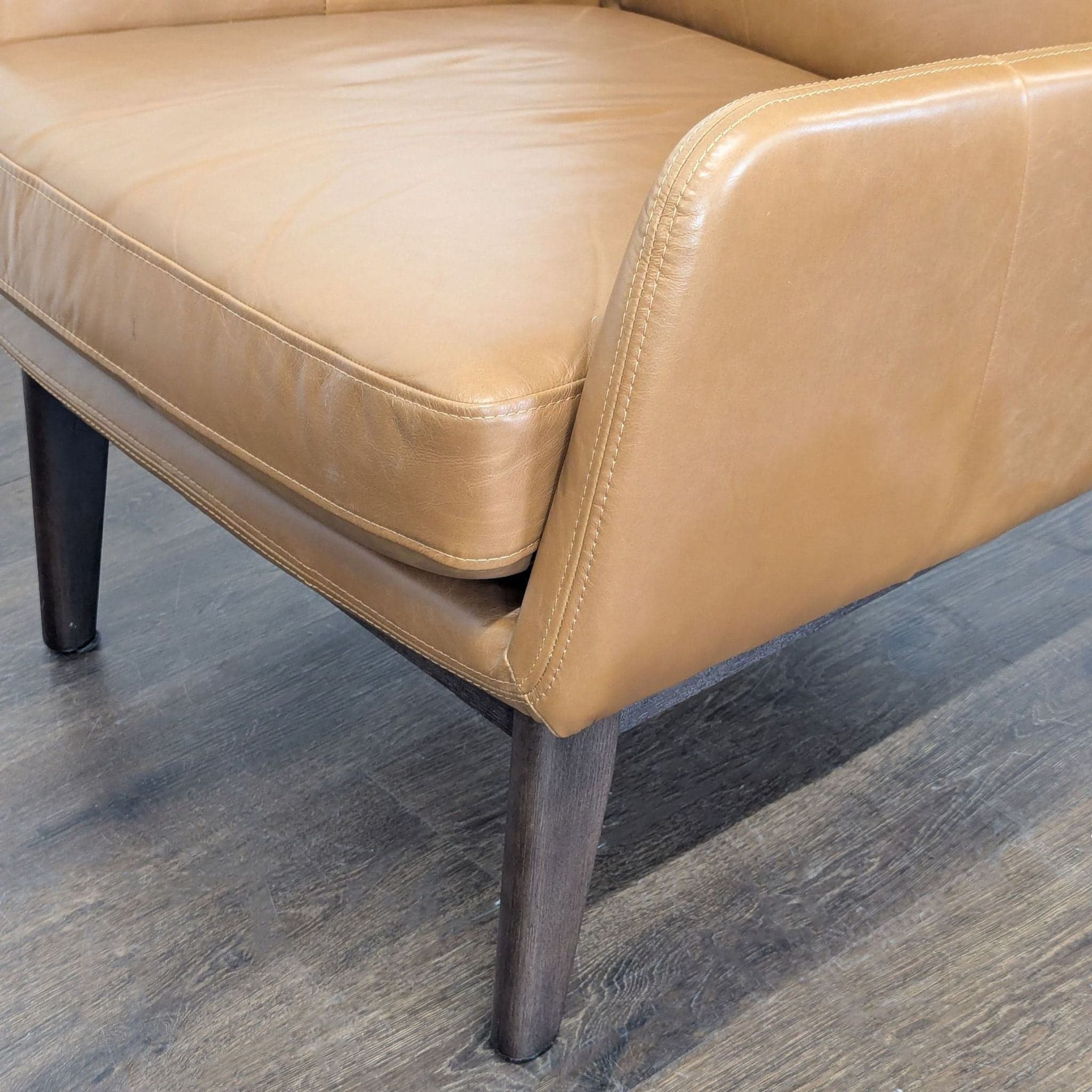 West Elm Ryder Leather Lounge Chair with Ottoman - Brown - Thumbnail 7