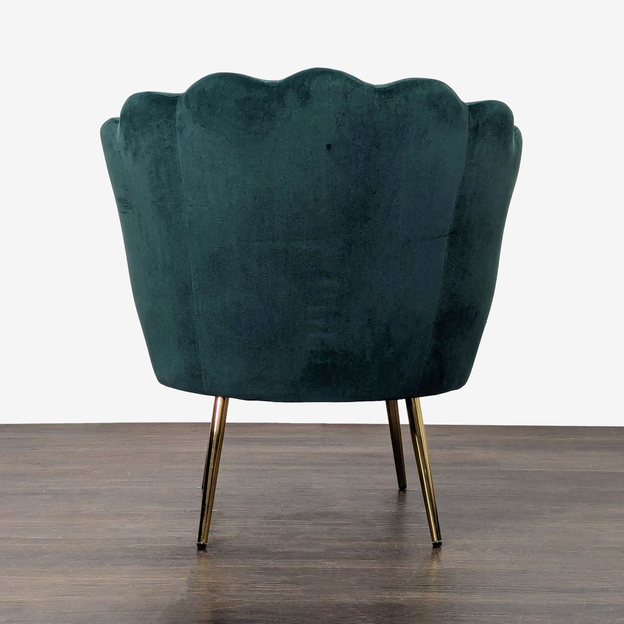 Hulala Home Green Velvet Shell Accent Lounge Chair with Gold Legs - Thumbnail 8