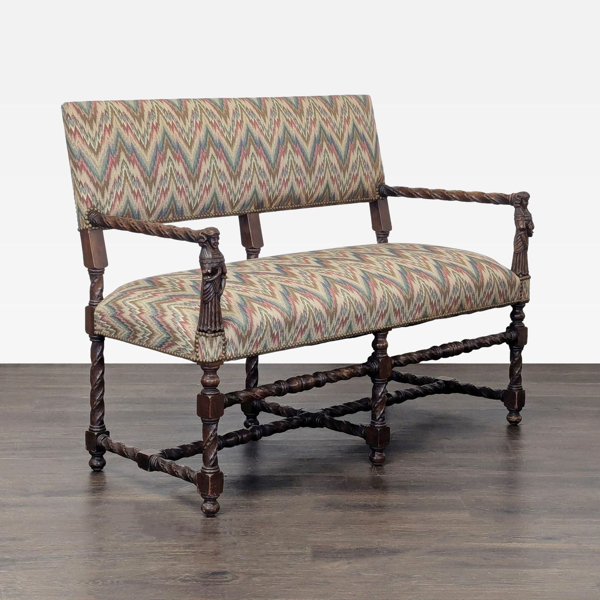 Antique Upholstered Bench - Thumbnail 8