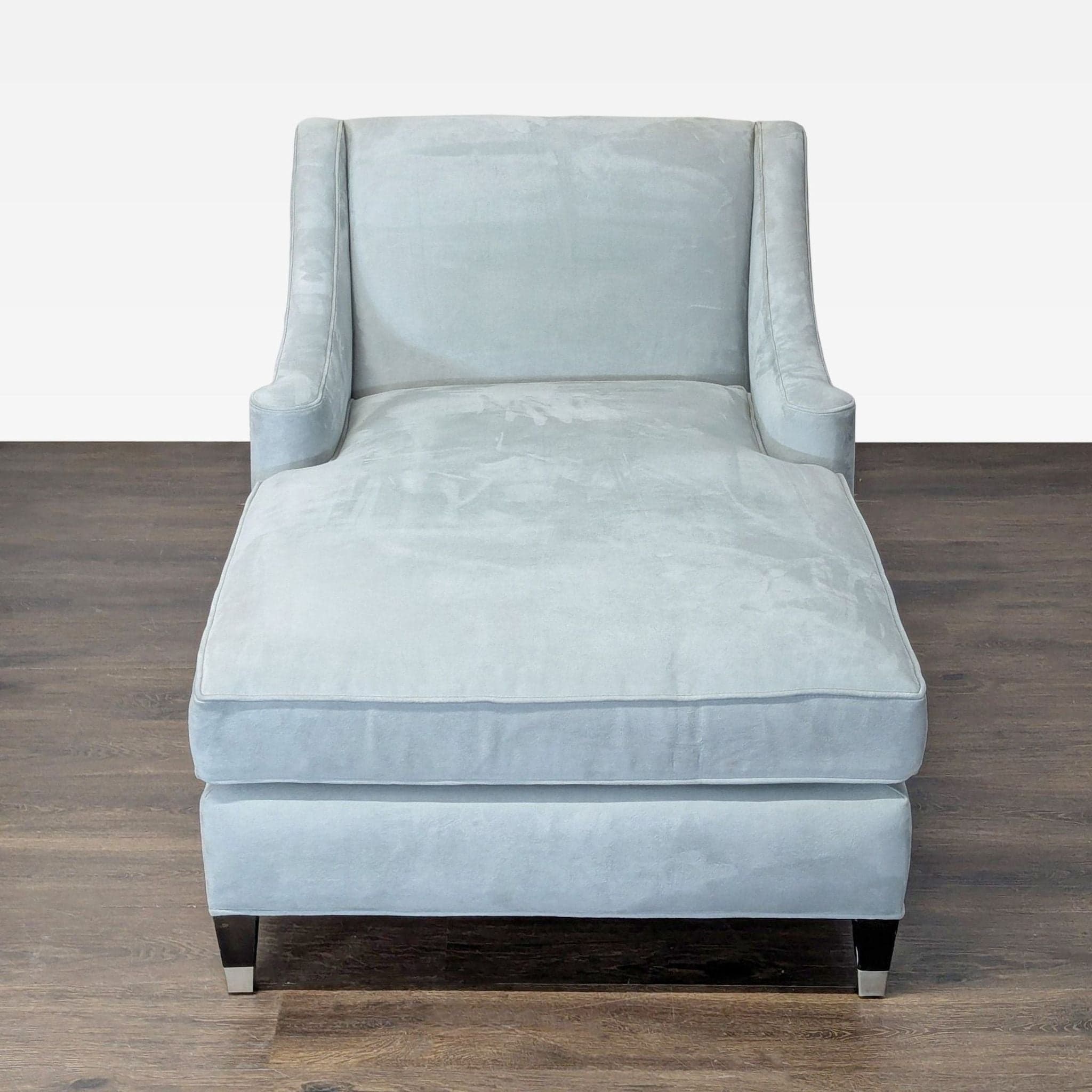 Light Blue Velvet Chaise Lounge Chair with Modern Design - Thumbnail 2