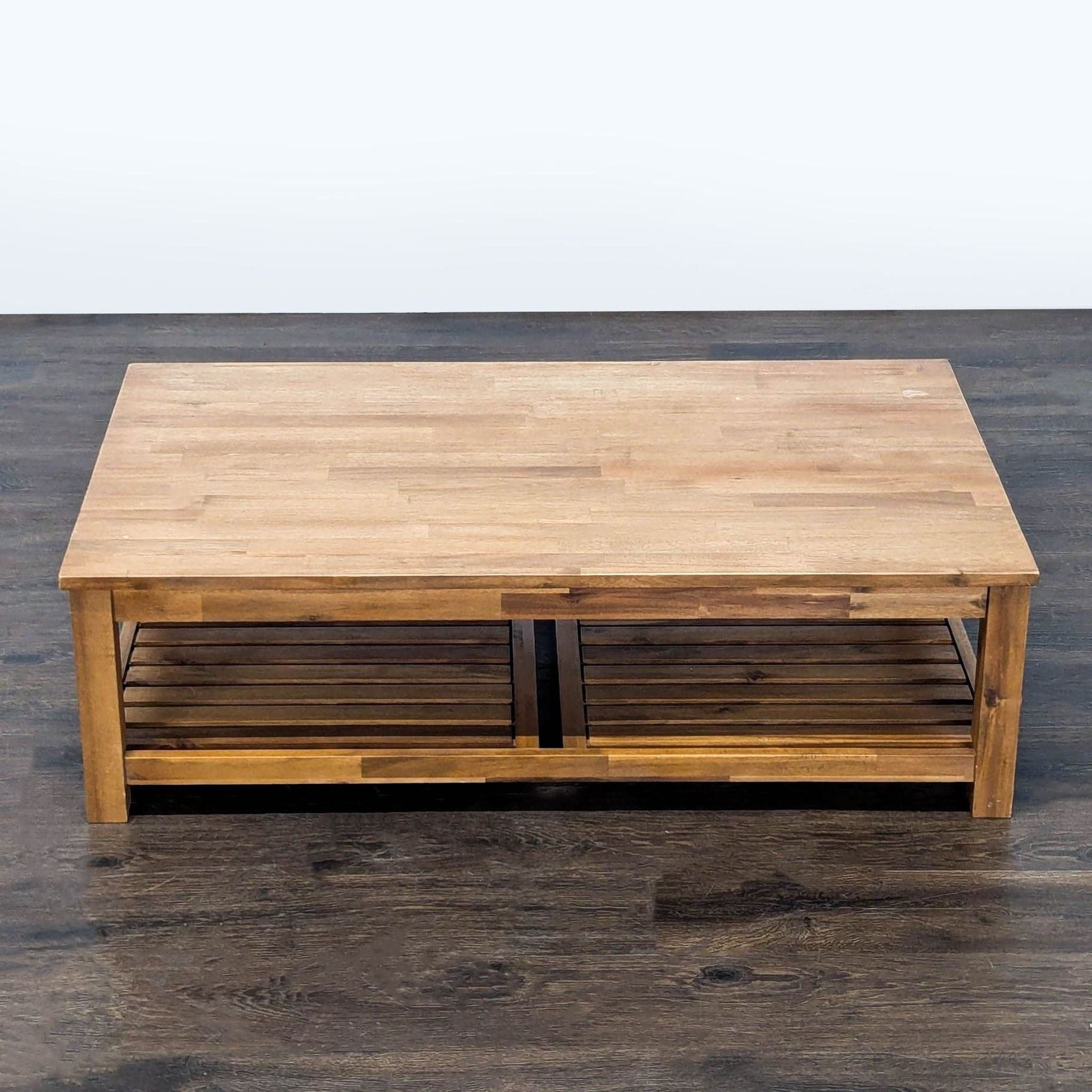 Tiburon Mid-Century Solid Acacia Wood Coffee Table - Thumbnail 2