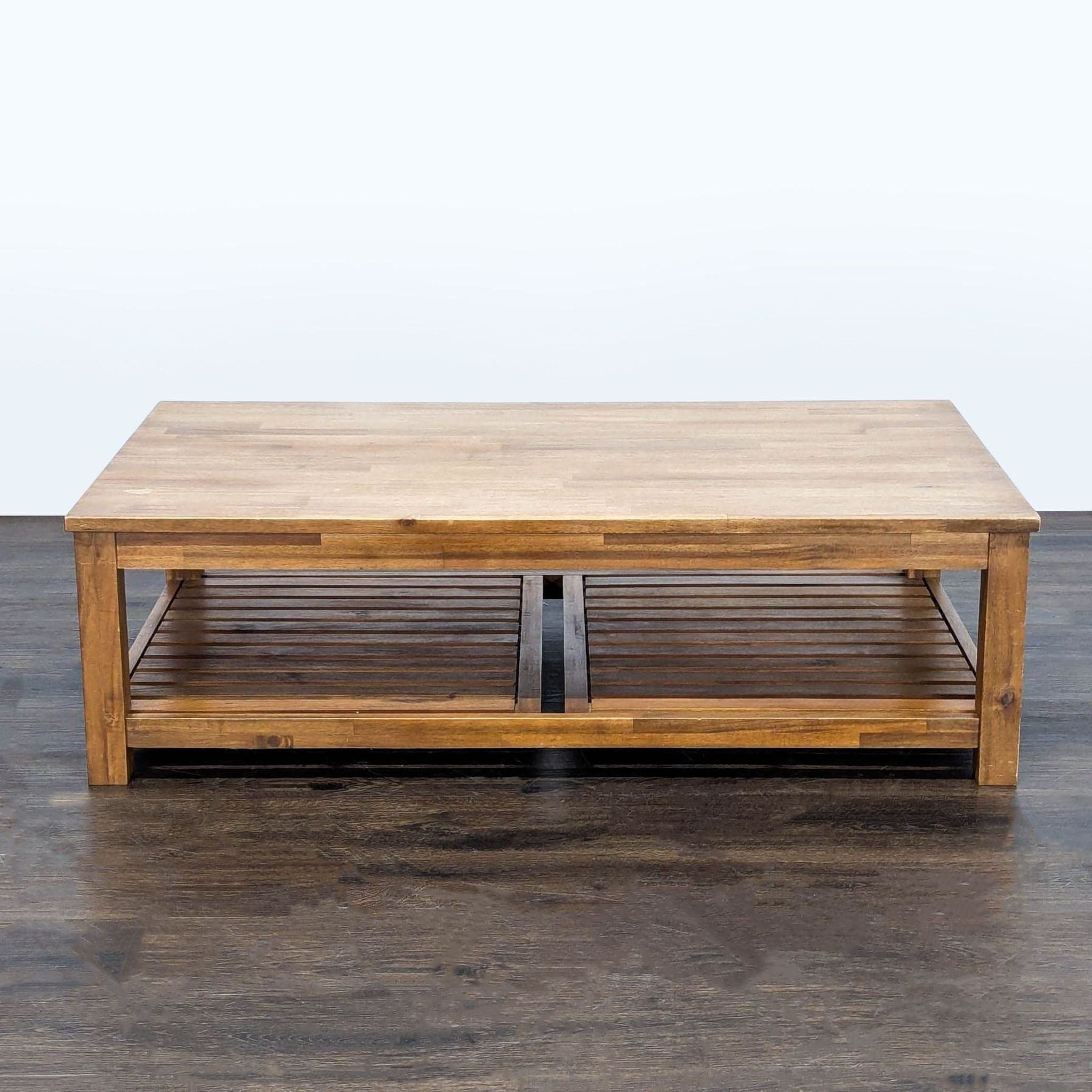 Tiburon Mid-Century Solid Acacia Wood Coffee Table - Thumbnail 5