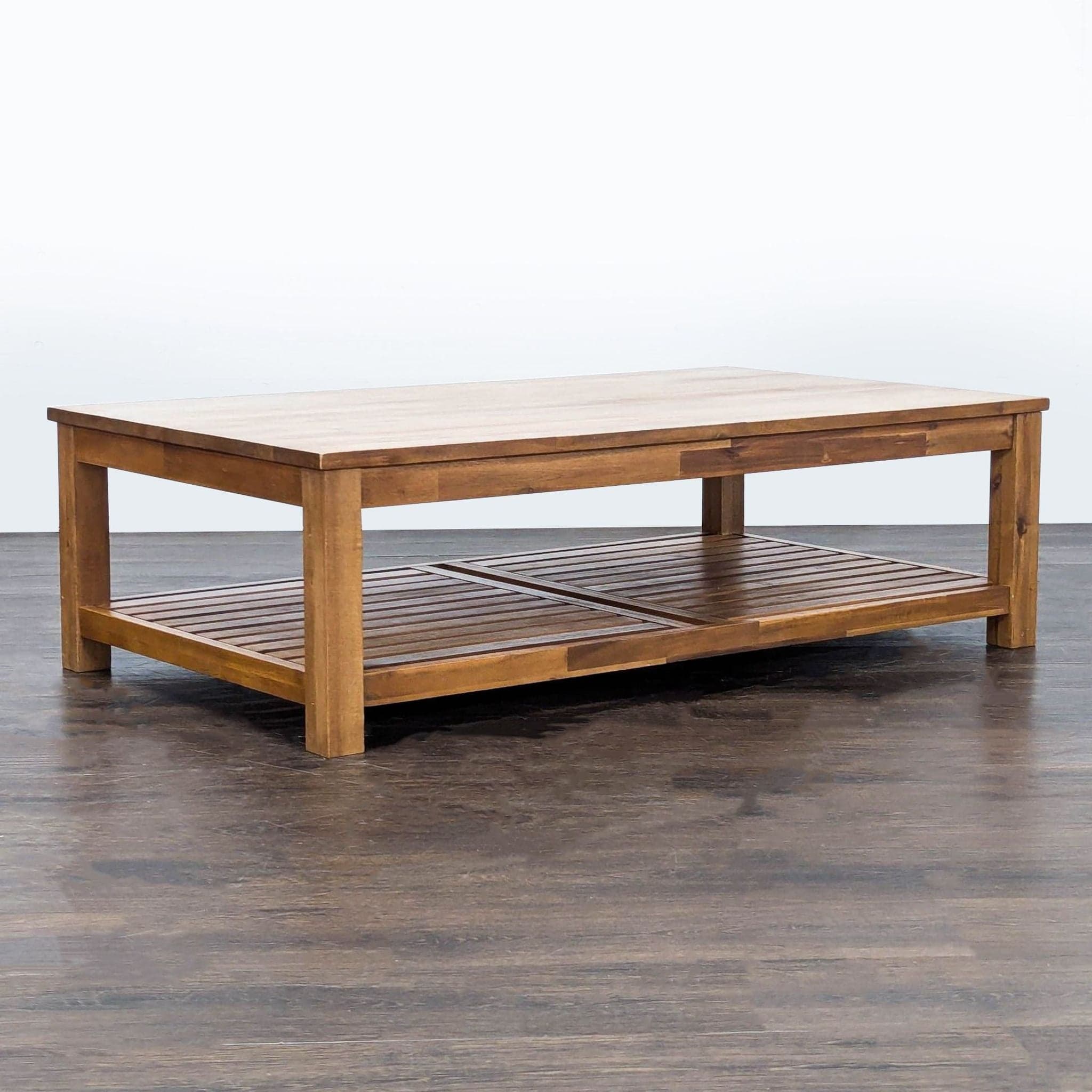 Tiburon Mid-Century Solid Acacia Wood Coffee Table - Thumbnail 3