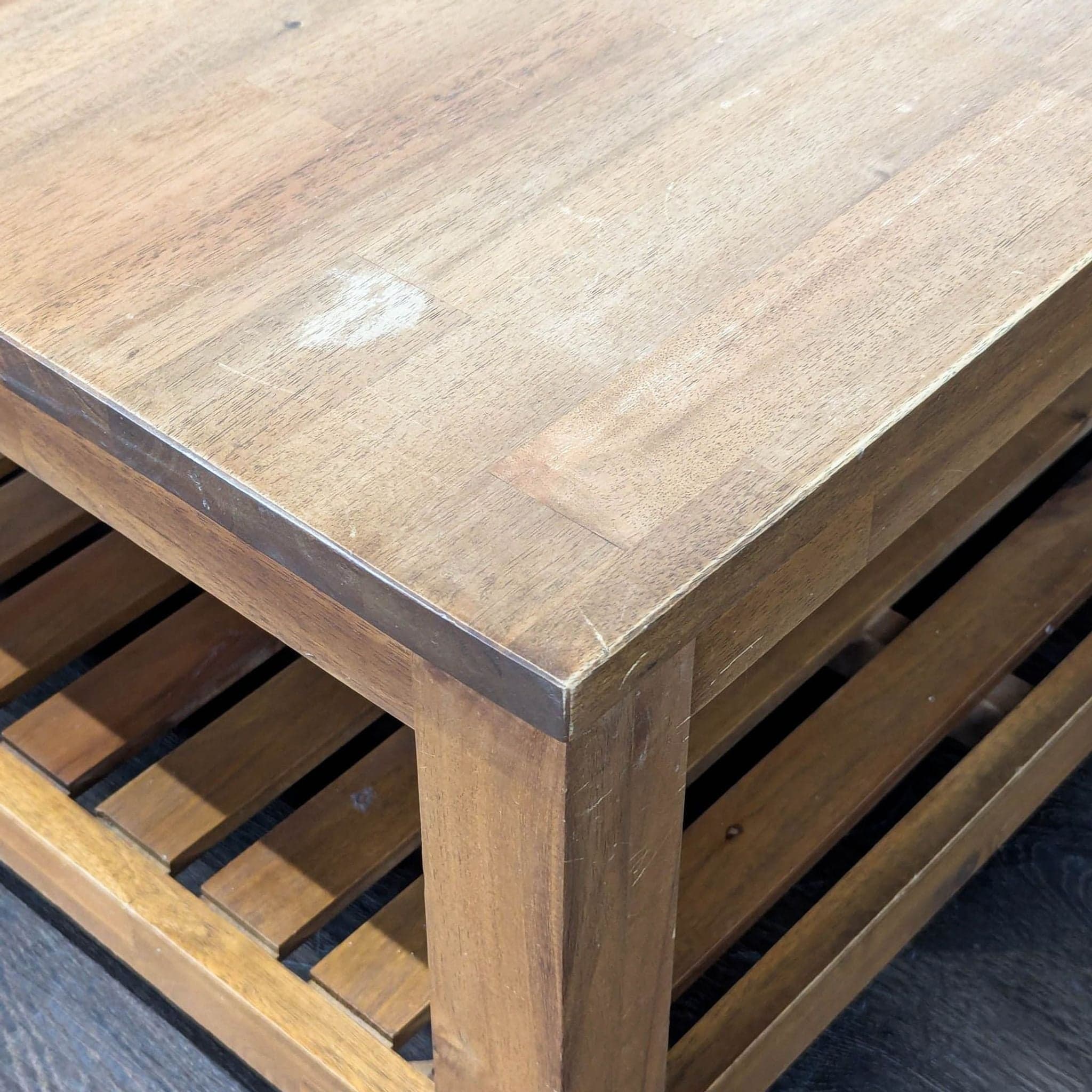 Tiburon Mid-Century Solid Acacia Wood Coffee Table - Thumbnail 7