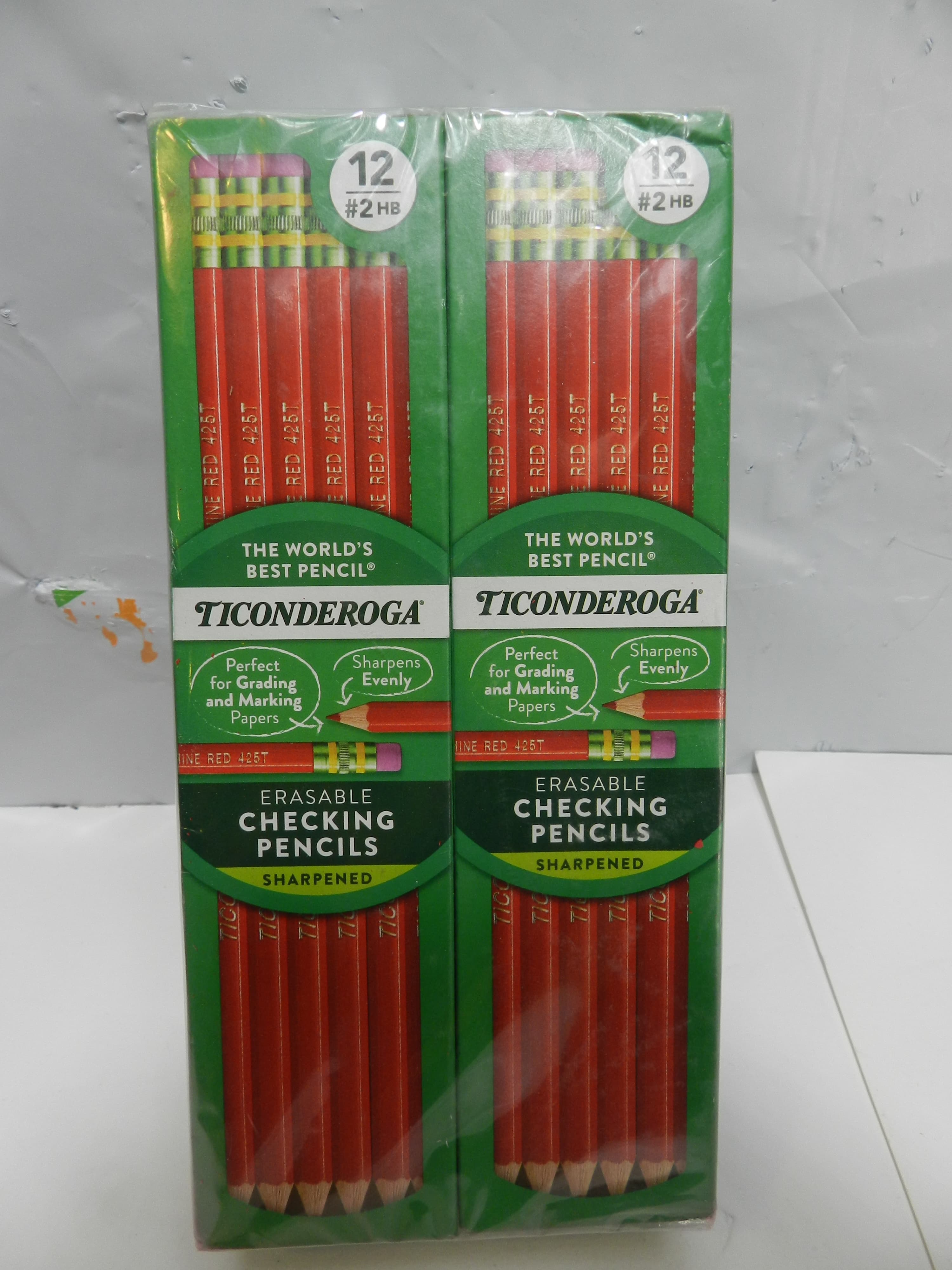 Ticonderoga Erasable Checking Pencils Red 24 Count 2 Packs of 12 Sharpened P99K