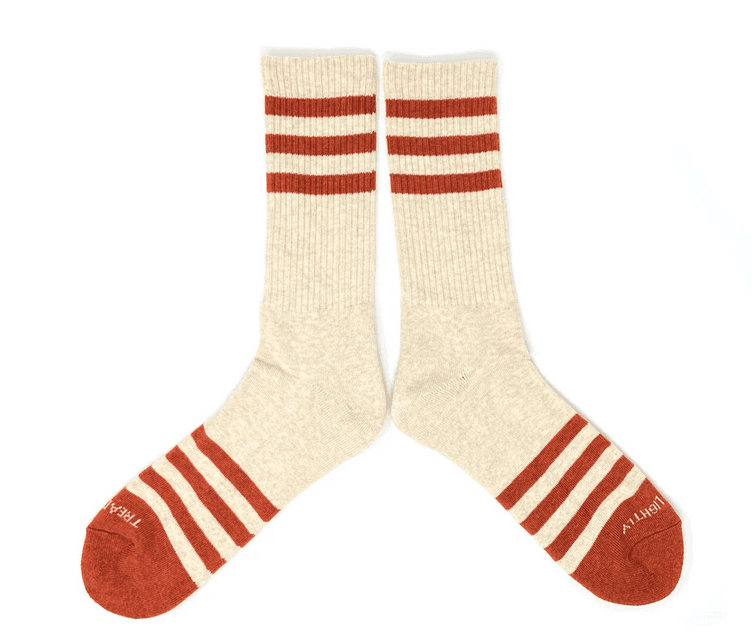Heather Striped Socks - Cream/Orange