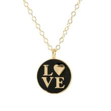 Love Enamel Charm Necklace - Gold