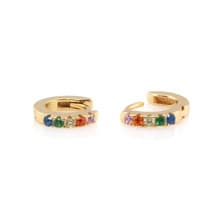 Rainbow Crystal Huggie Hoops - Thumbnail 2