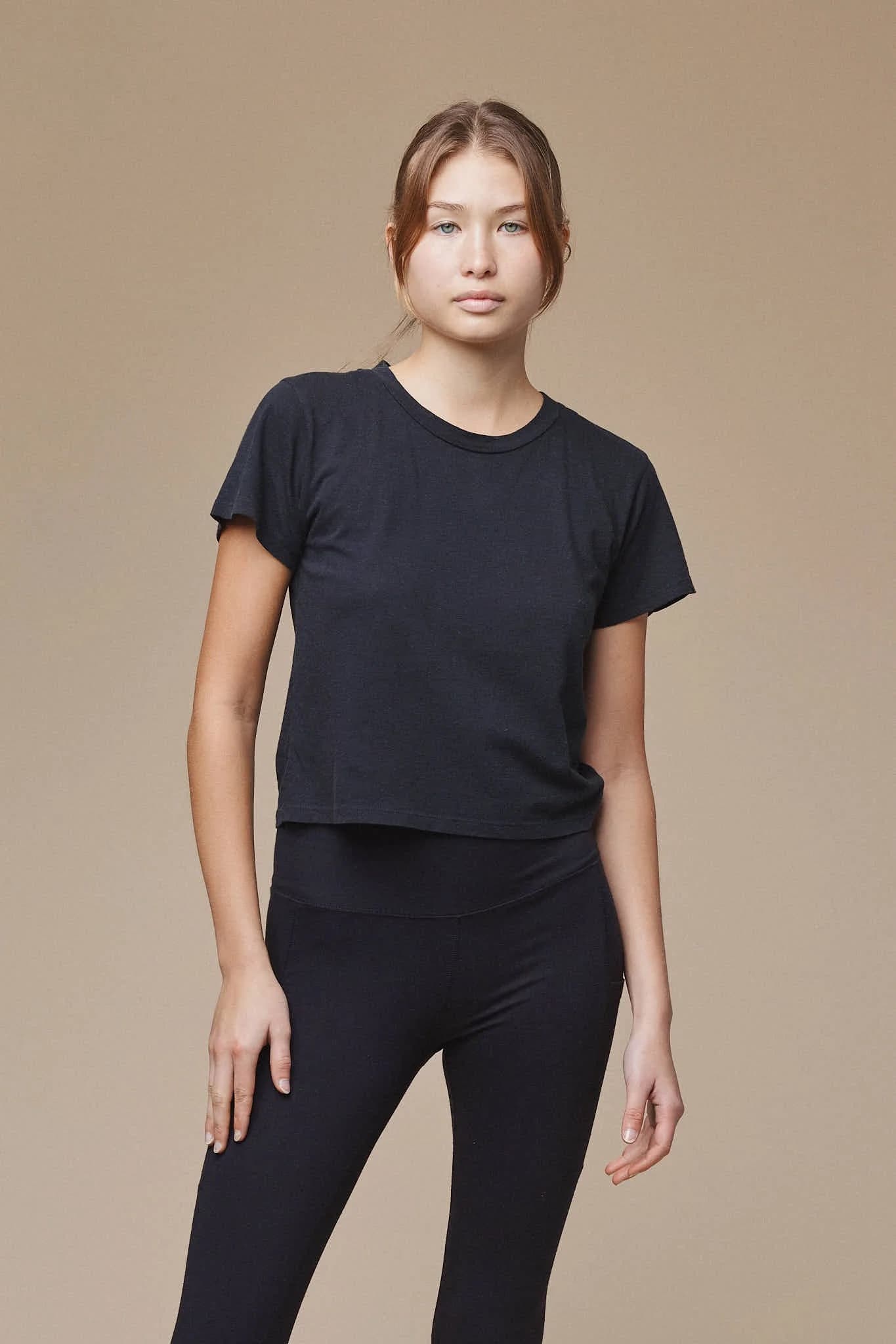 Cropped Ojai Tee - Black, XS - Thumbnail 2