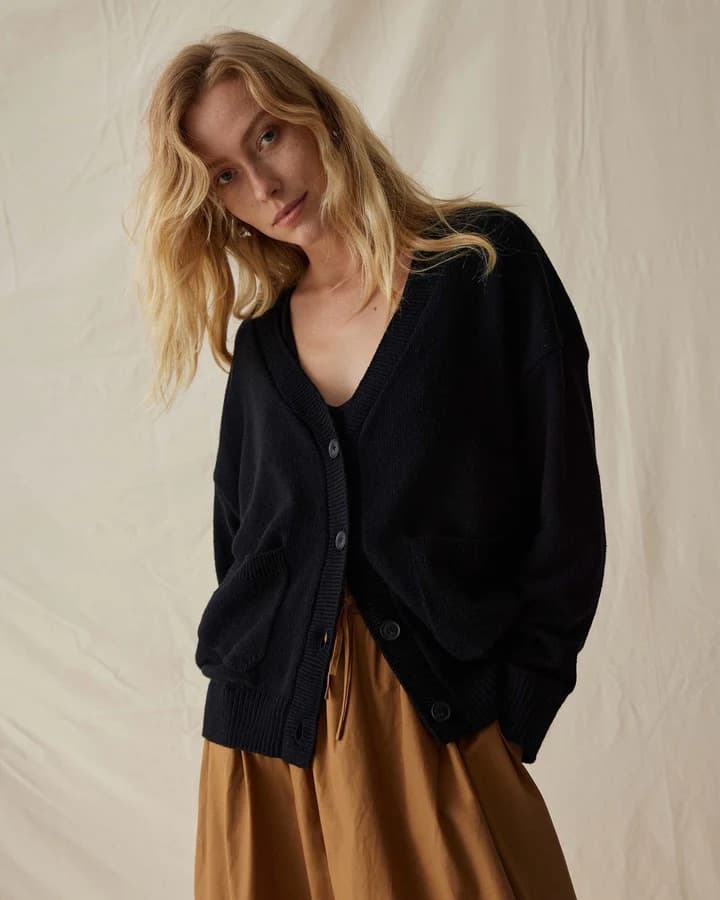 Alexa Lightweight Cardigan - Bone, M - Thumbnail 2