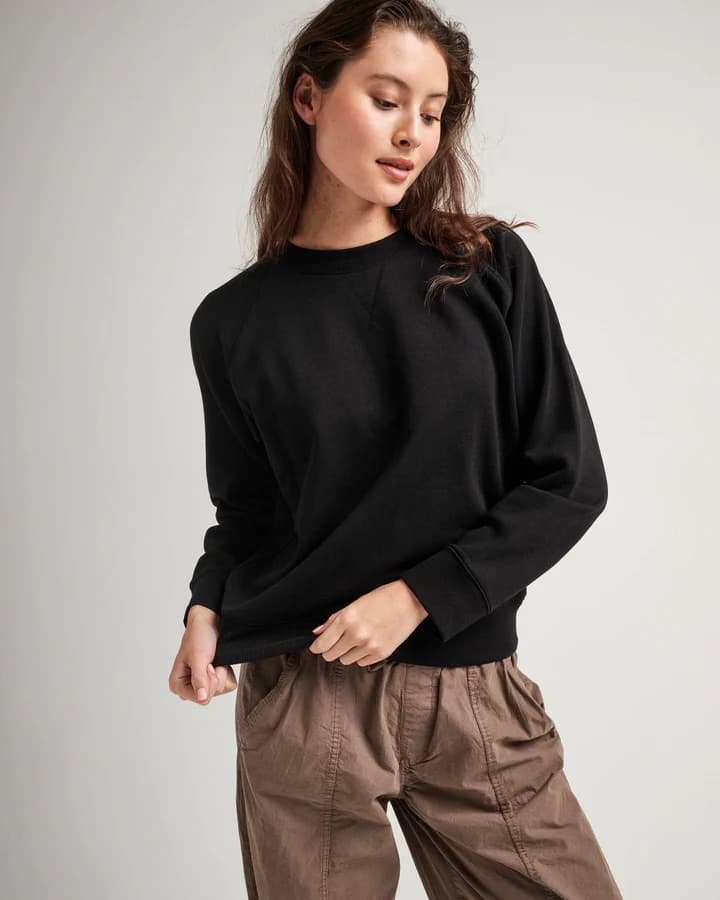 Women's Recycled Fleece Crewneck - Black, L - Thumbnail 2
