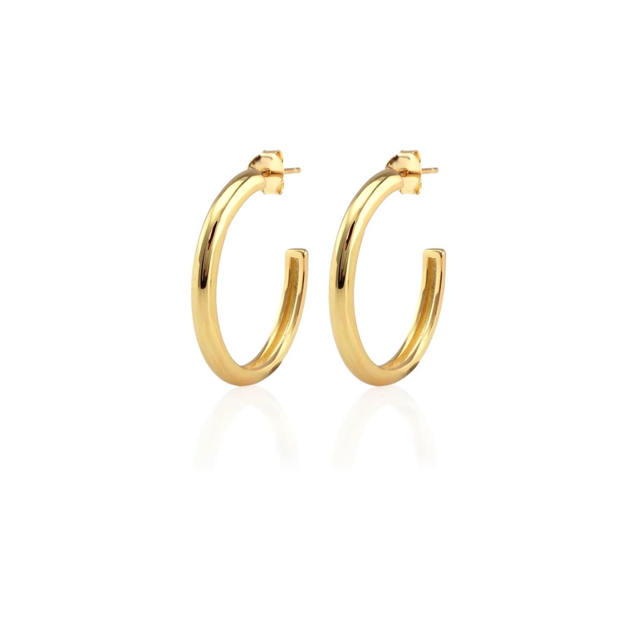 Hollow Hoop Earrings - Gold, 15mm - Thumbnail 4