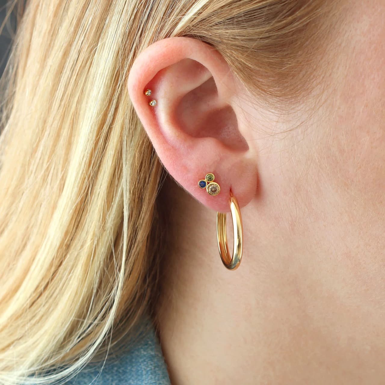 Hollow Hoop Earrings - Silver, 15mm - Thumbnail 3