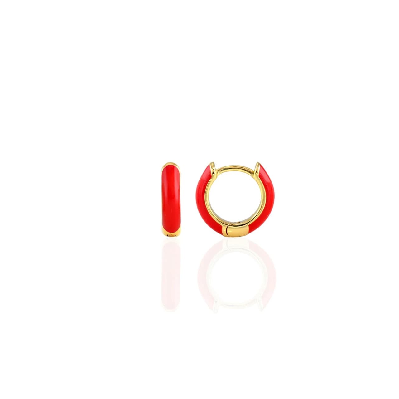 Enamel Huggie Hoop - Orange - Thumbnail 4
