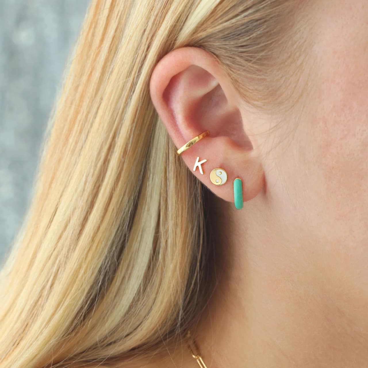 Enamel Huggie Hoop - Turquoise - Thumbnail 2
