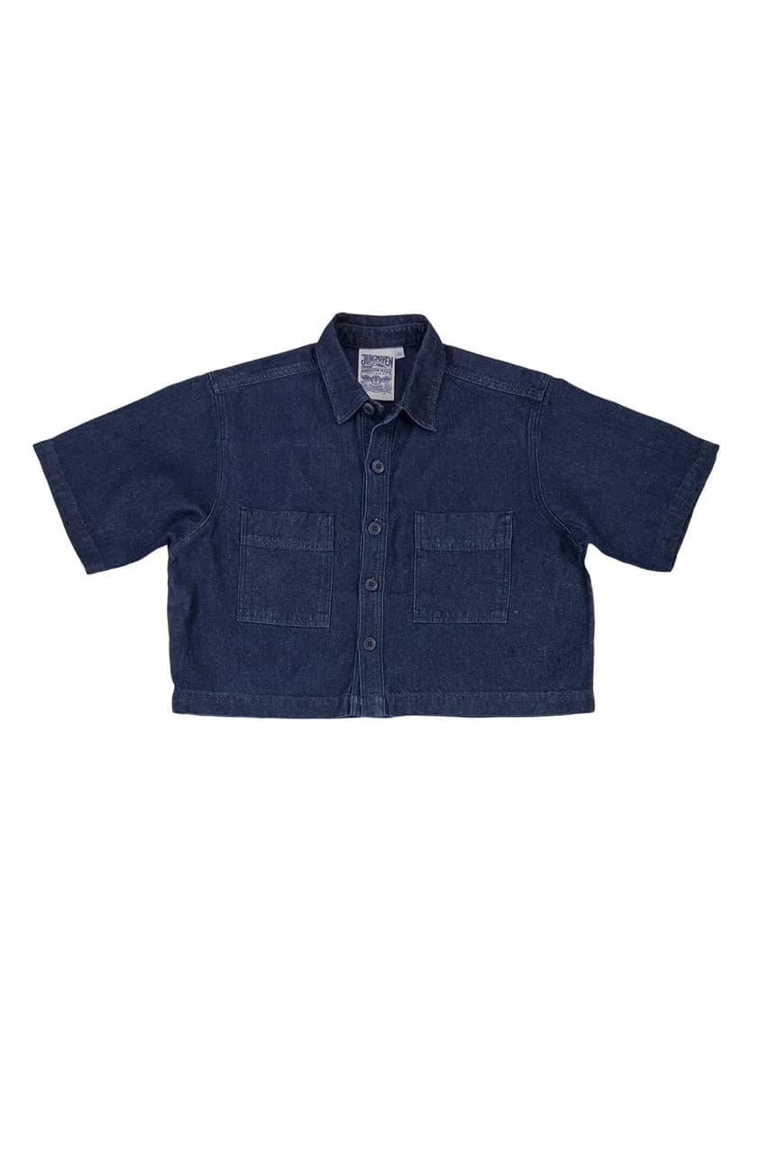 Phinney Boxy Crop Shirt - Dark Denim, S - Thumbnail 2