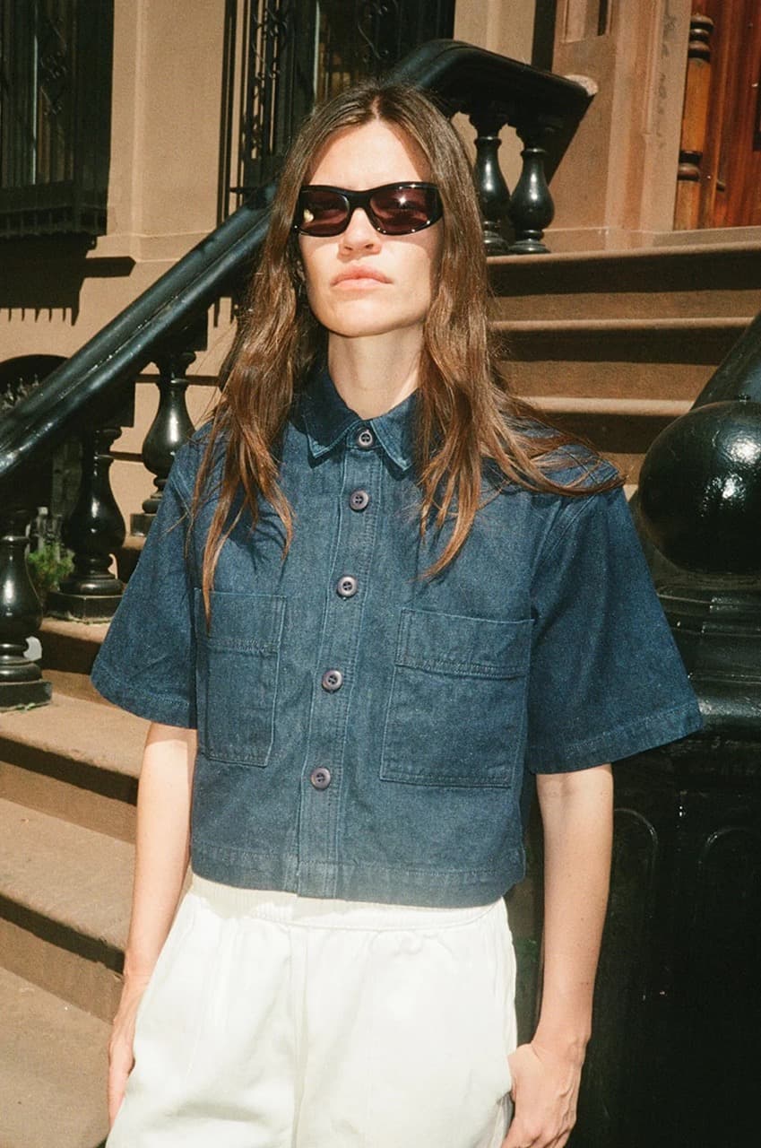 Phinney Boxy Crop Shirt - Dark Denim, XS
