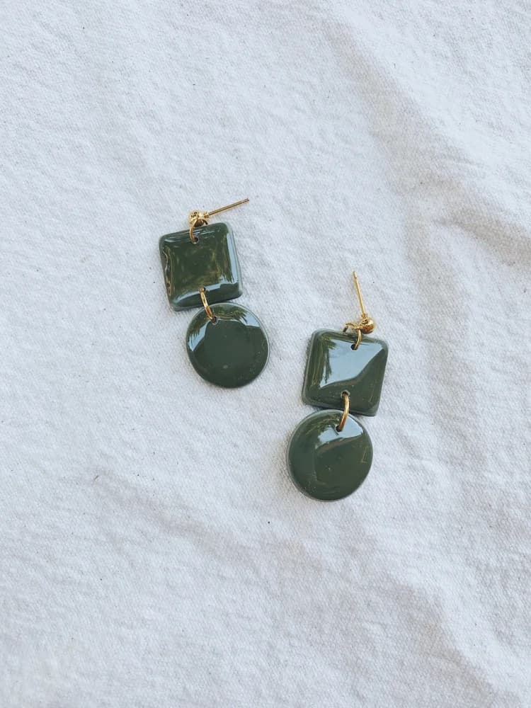 Circle Square Earrings - Thumbnail 2