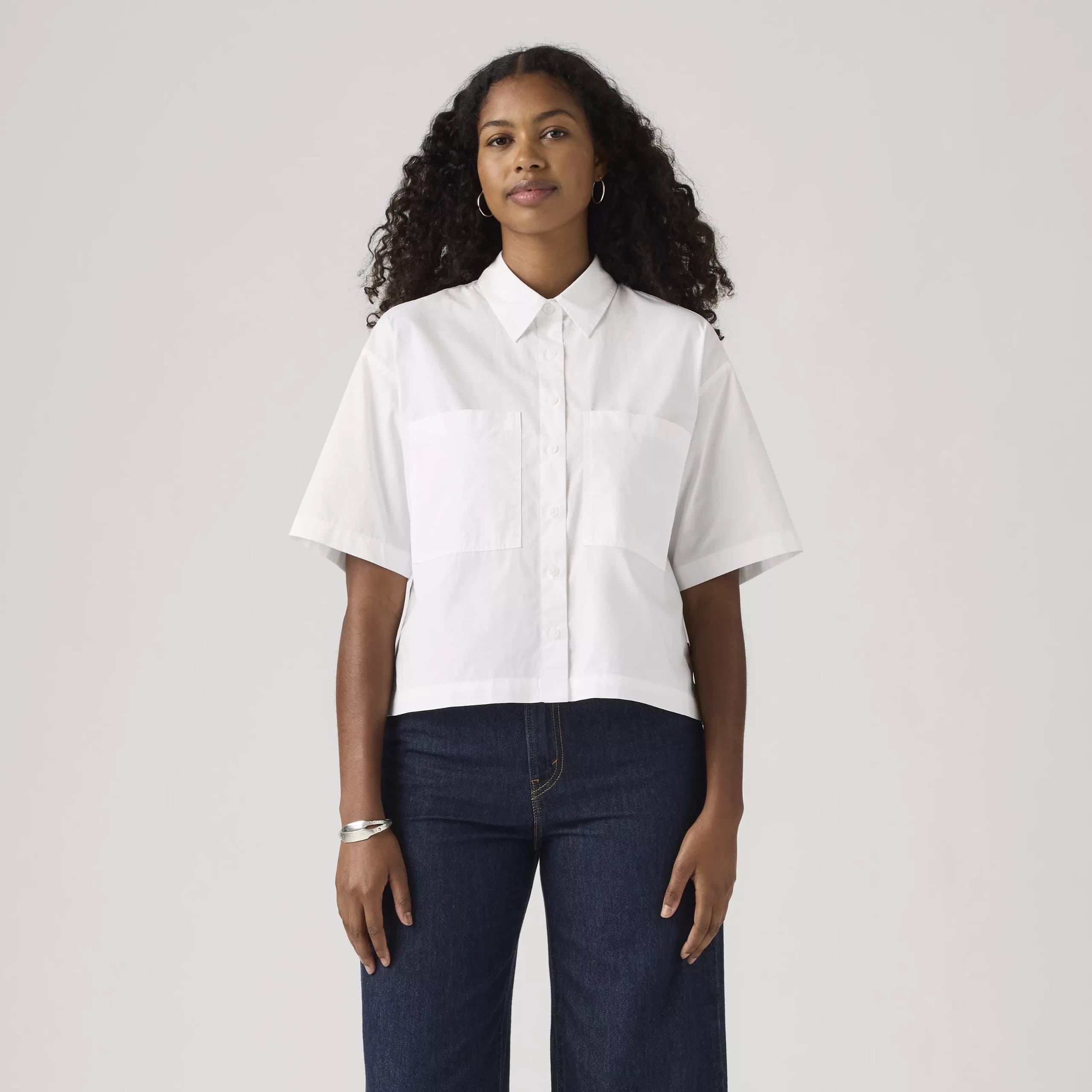 Harlie Cropped Shirt - White - XS - Thumbnail 2