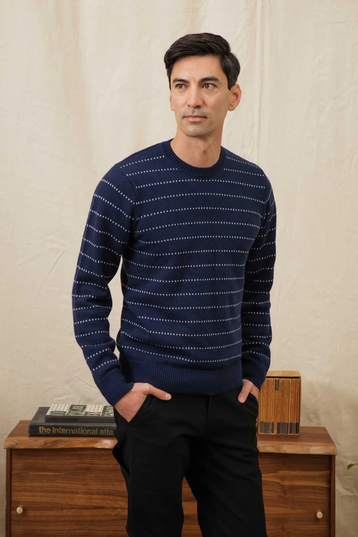 Orson Sweater - Navy Dotted Path - S - Thumbnail 2