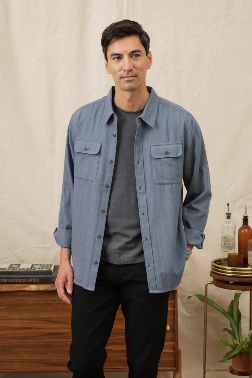Bedford Shirt - Denim Herringbone - XL - Thumbnail 2
