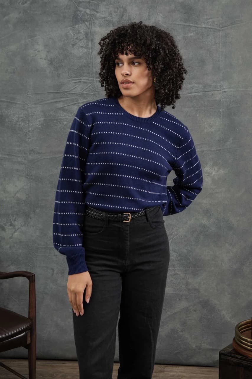 Cline Sweater - Navy Dotted Path - L - Thumbnail 2