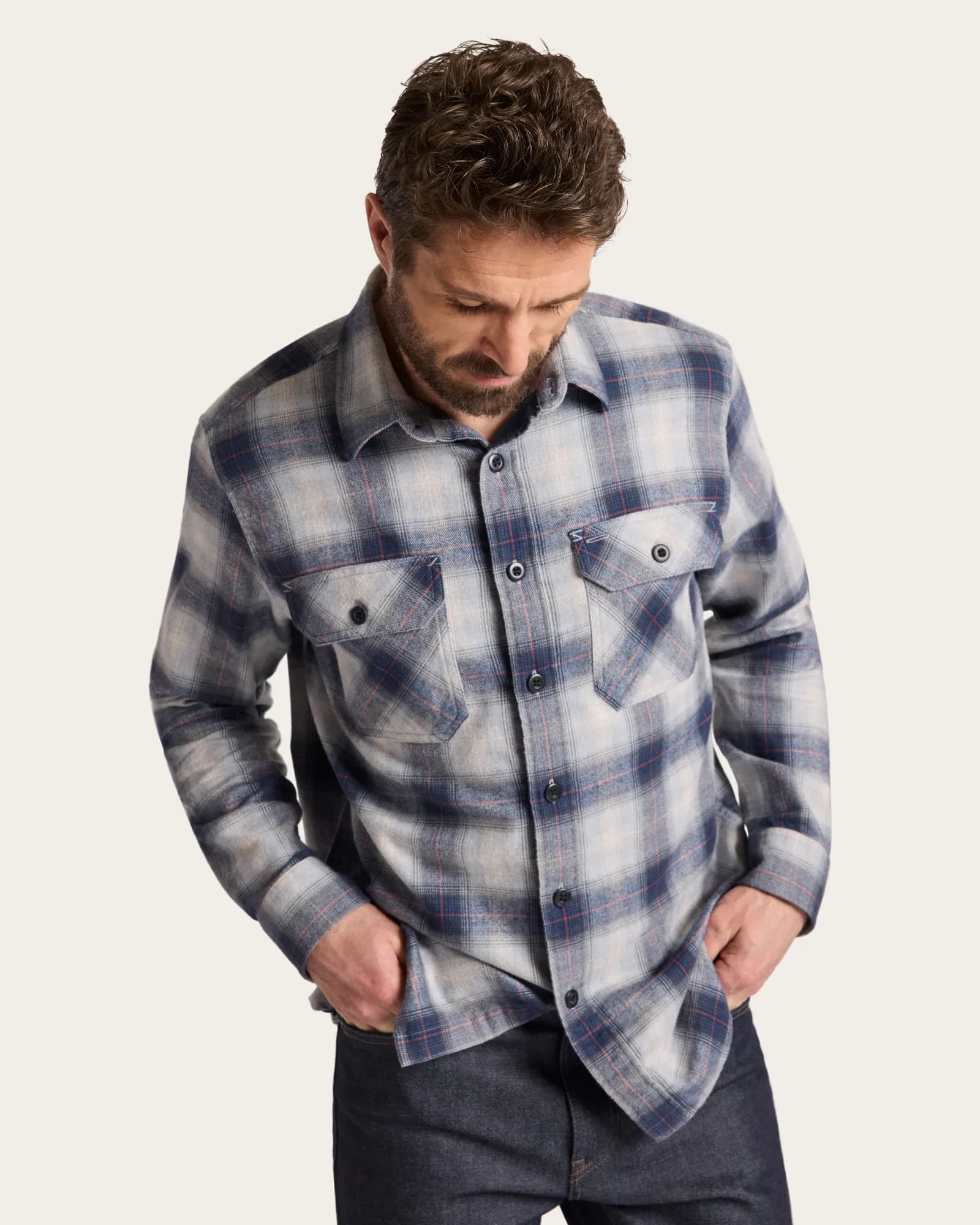 Burnside - Grey/Navy Plaid - S
