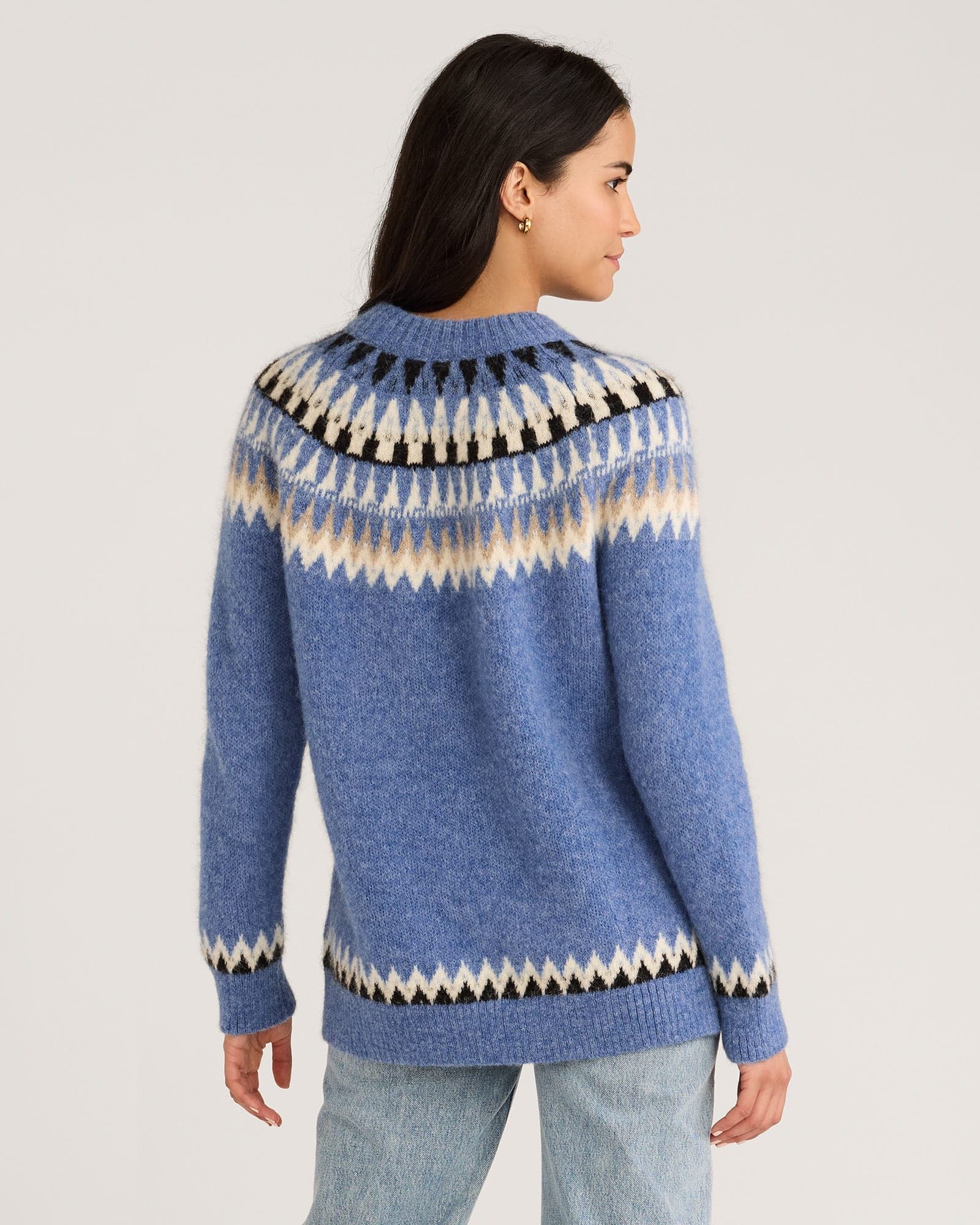 Fair Isle Pullover - Light Blue - Thumbnail 3